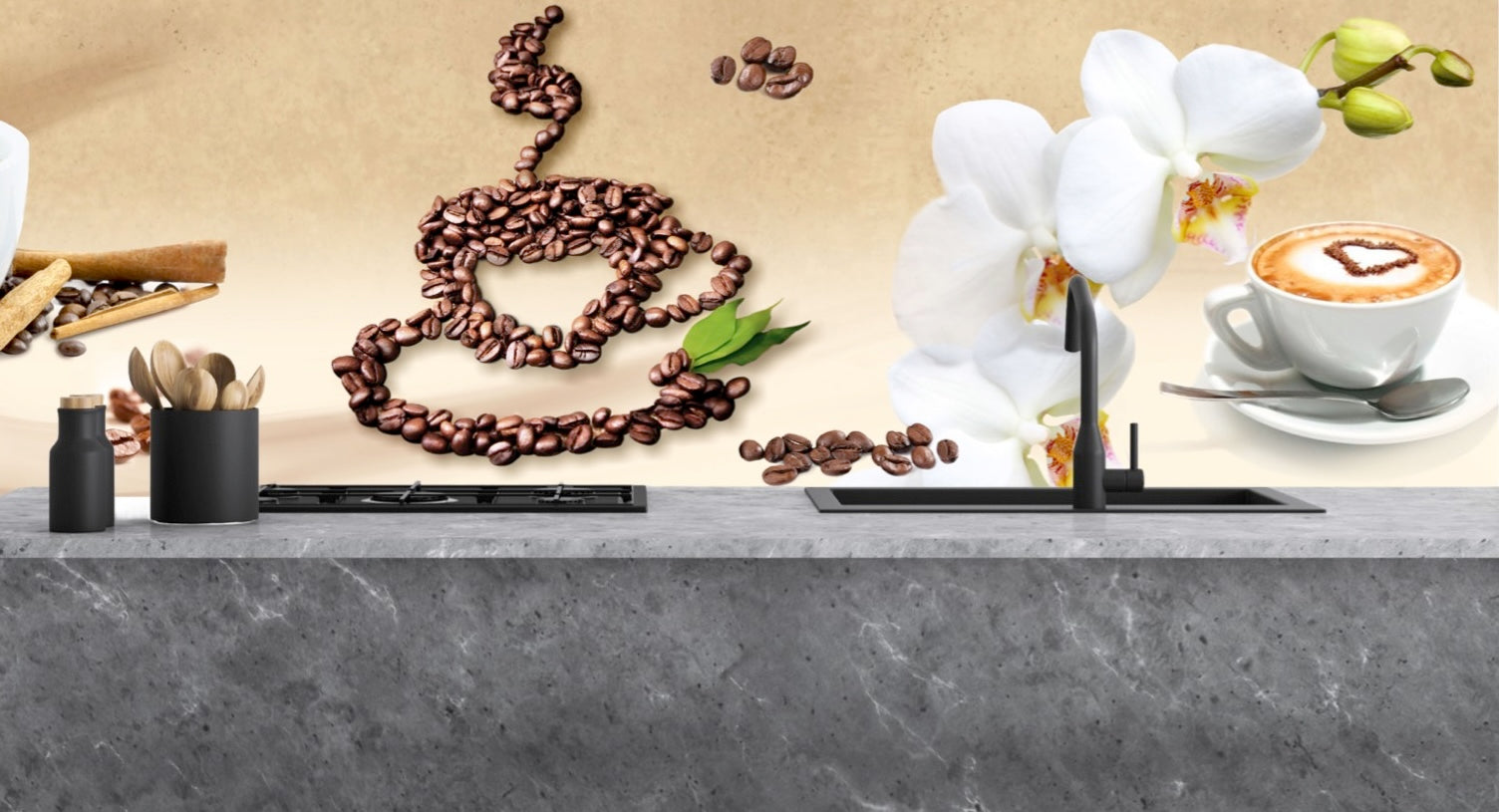 Printed glass kitchen splashback #1002