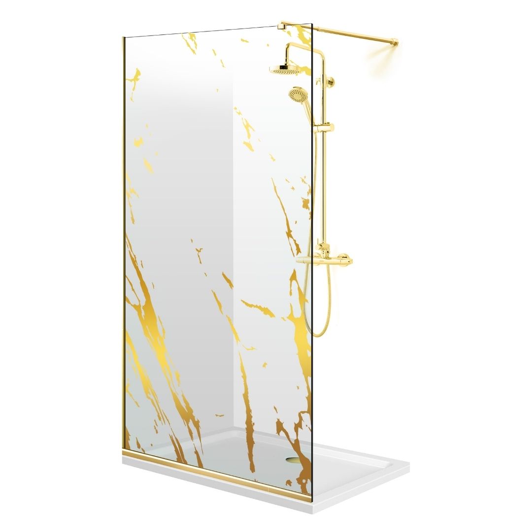Shower Screens Walk-in, Shower Wall Gold, #Clear #Water-Clear