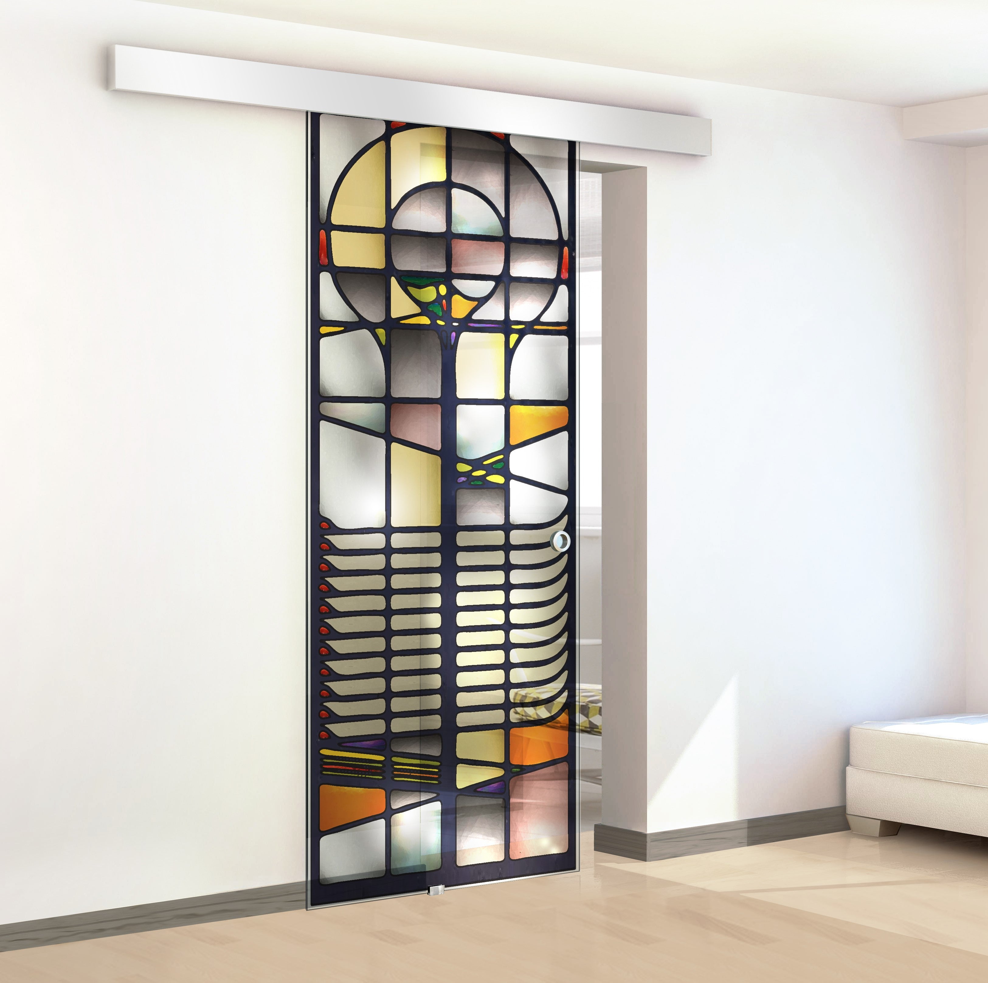 Stained glass door, Sliding glass door #Clear