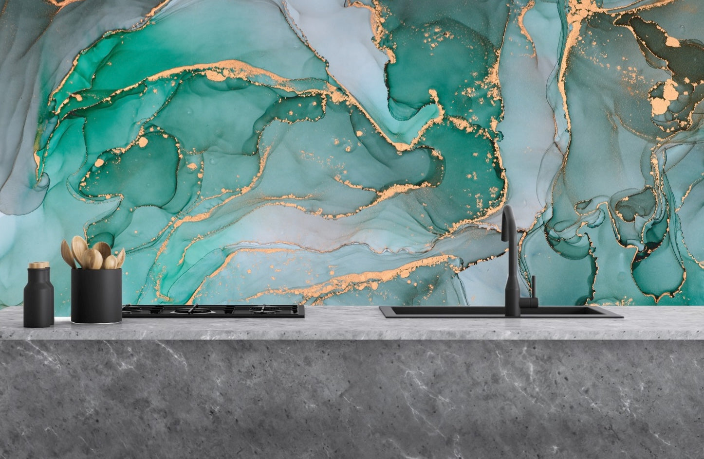 Painted glass kitchen splashback #1407
