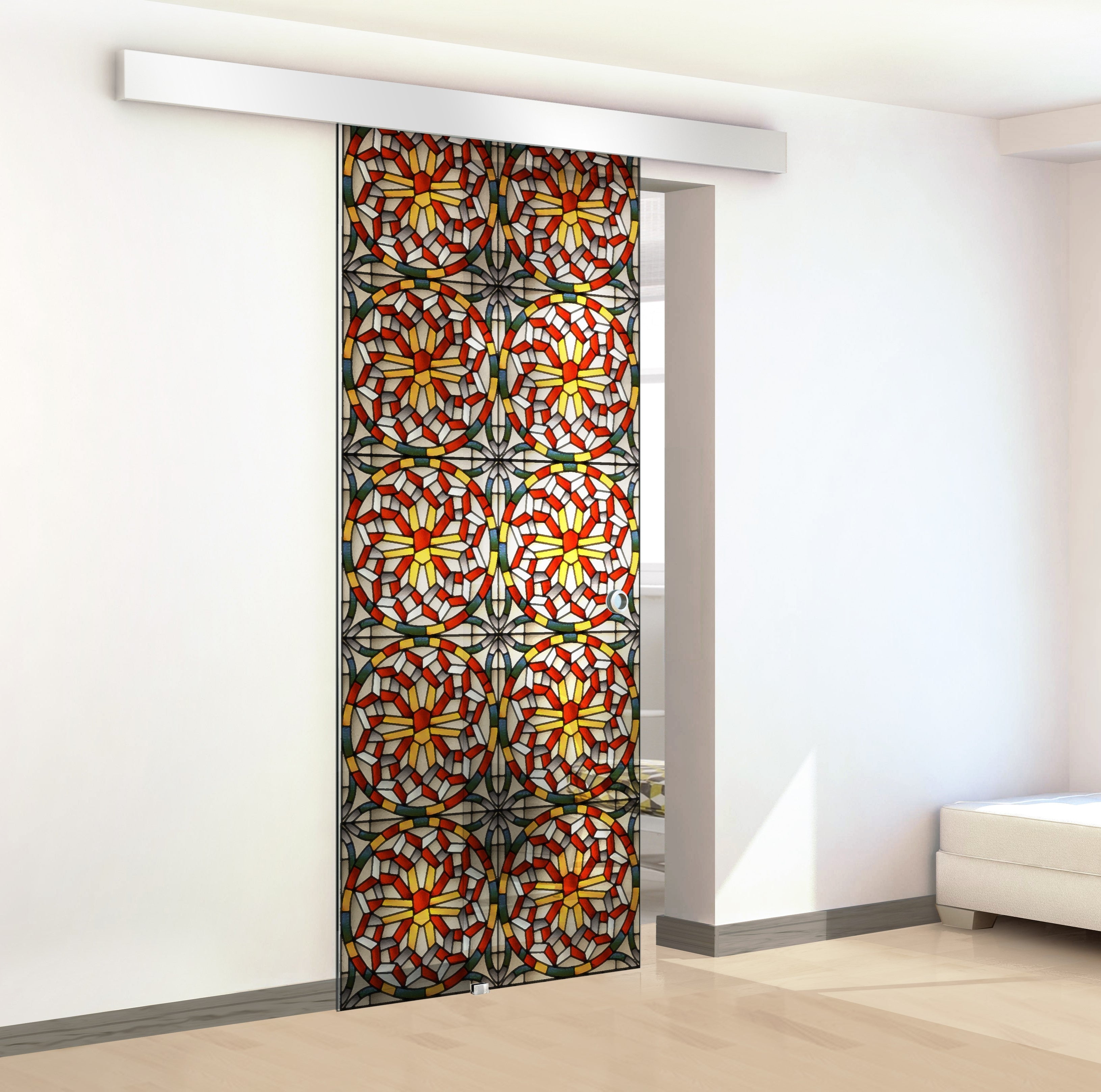 Stained glass door, Sliding glass door #Clear