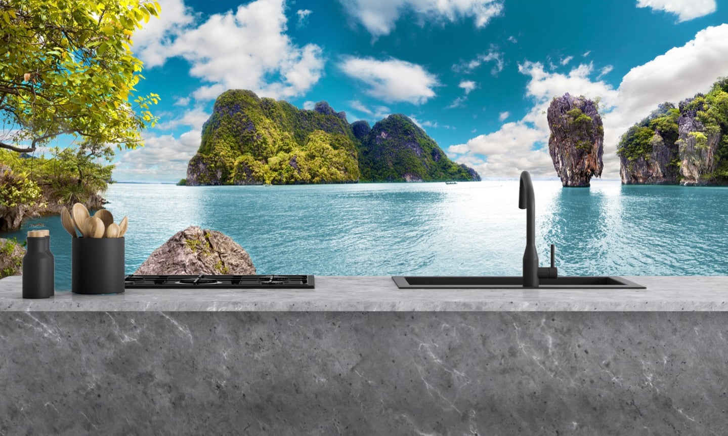 Printed glass kitchen splashback #1703