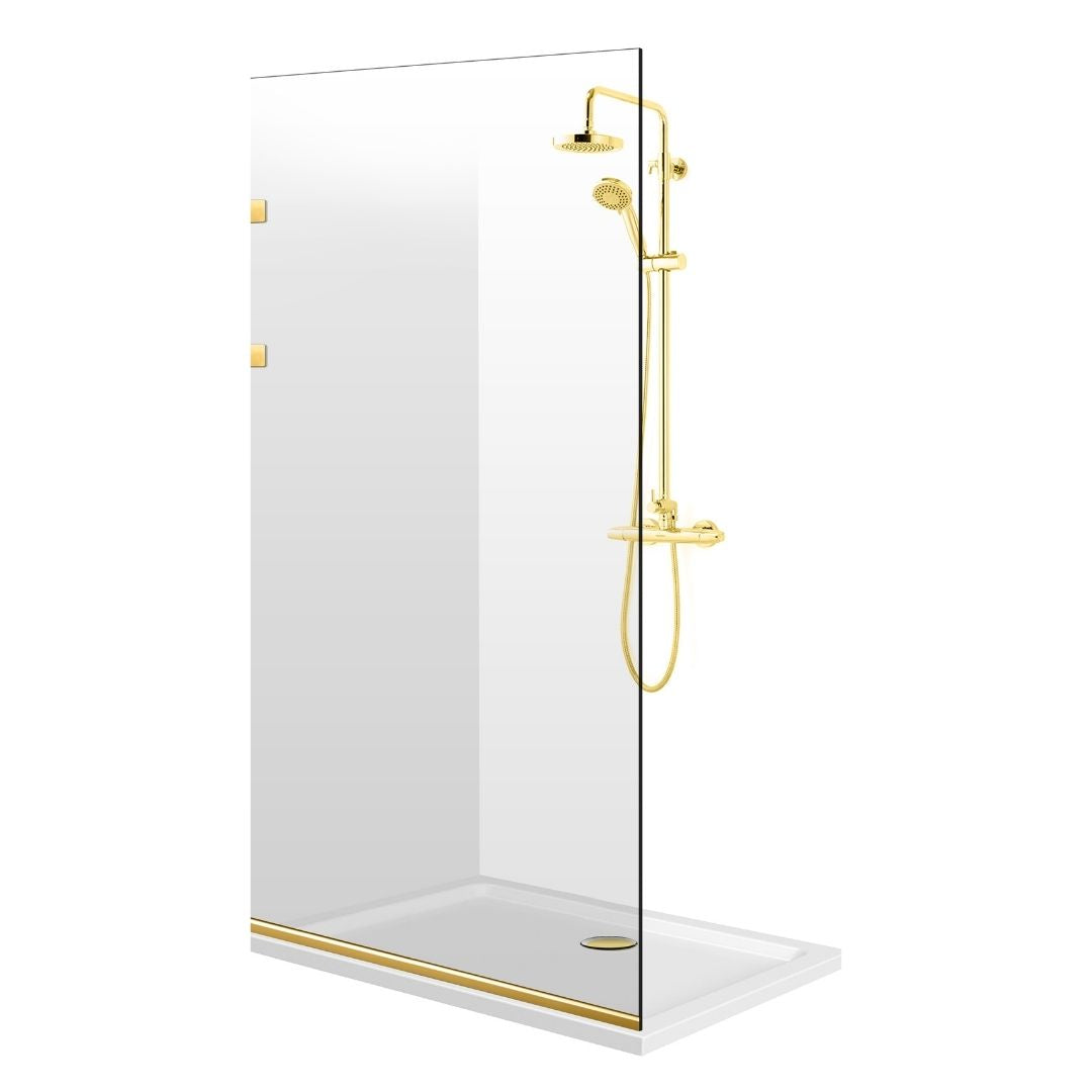 Shower Screens Walk-in, Stainless steel shower wall, gold, #Clear #Crystal clear