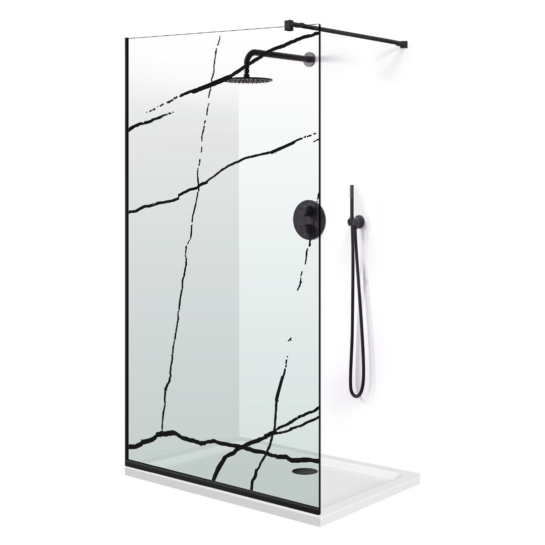 Shower Screens Walk-in, Black Shower Wall, #Clear #Víztiszta