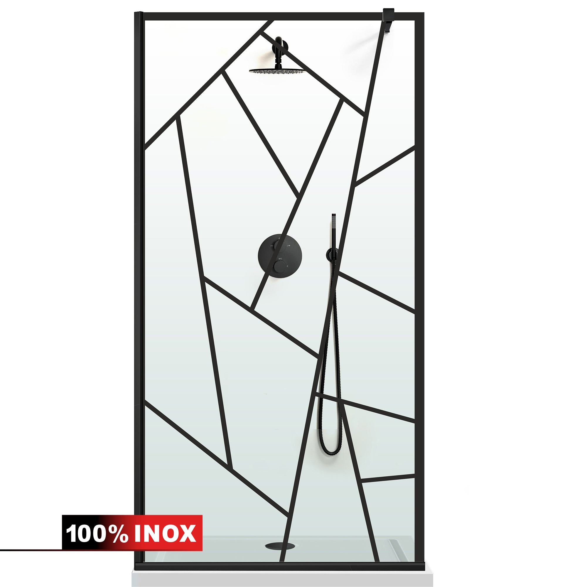 Shower Screens Walk-in, Black Shower Wall, #Clear #Víztiszta
