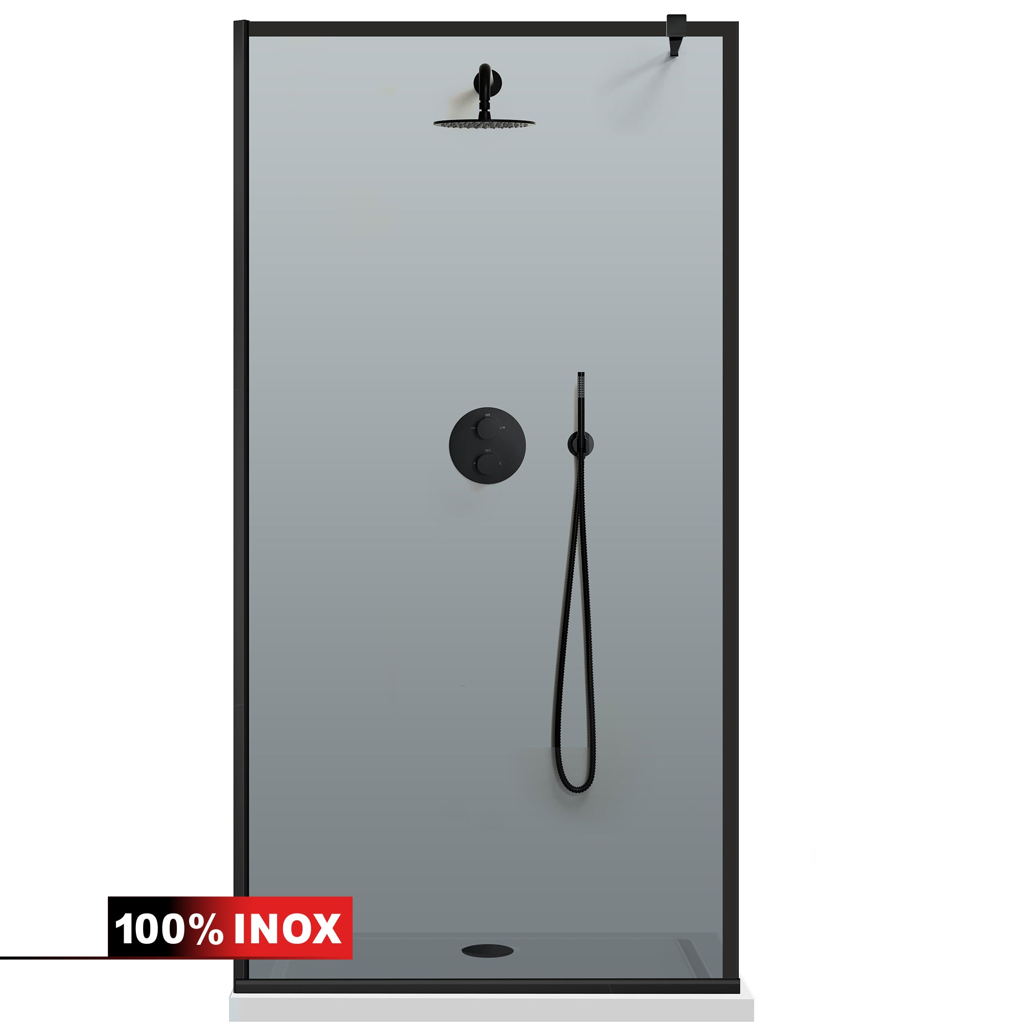 Shower Screens Walk-in, Black shower wall, #Grey #Grey