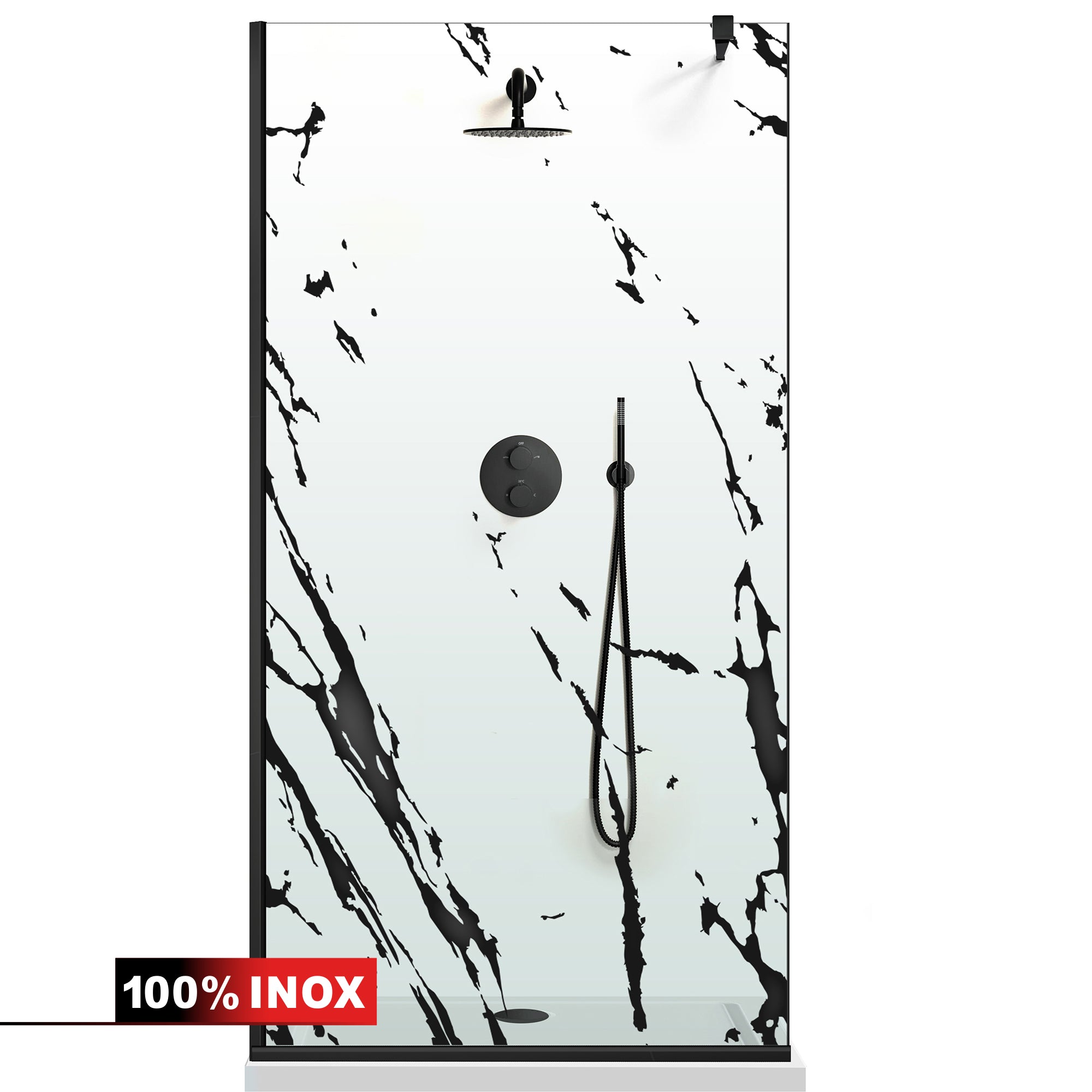 Shower Screens Walk-in, Black Shower Wall, #Clear #Víztiszta