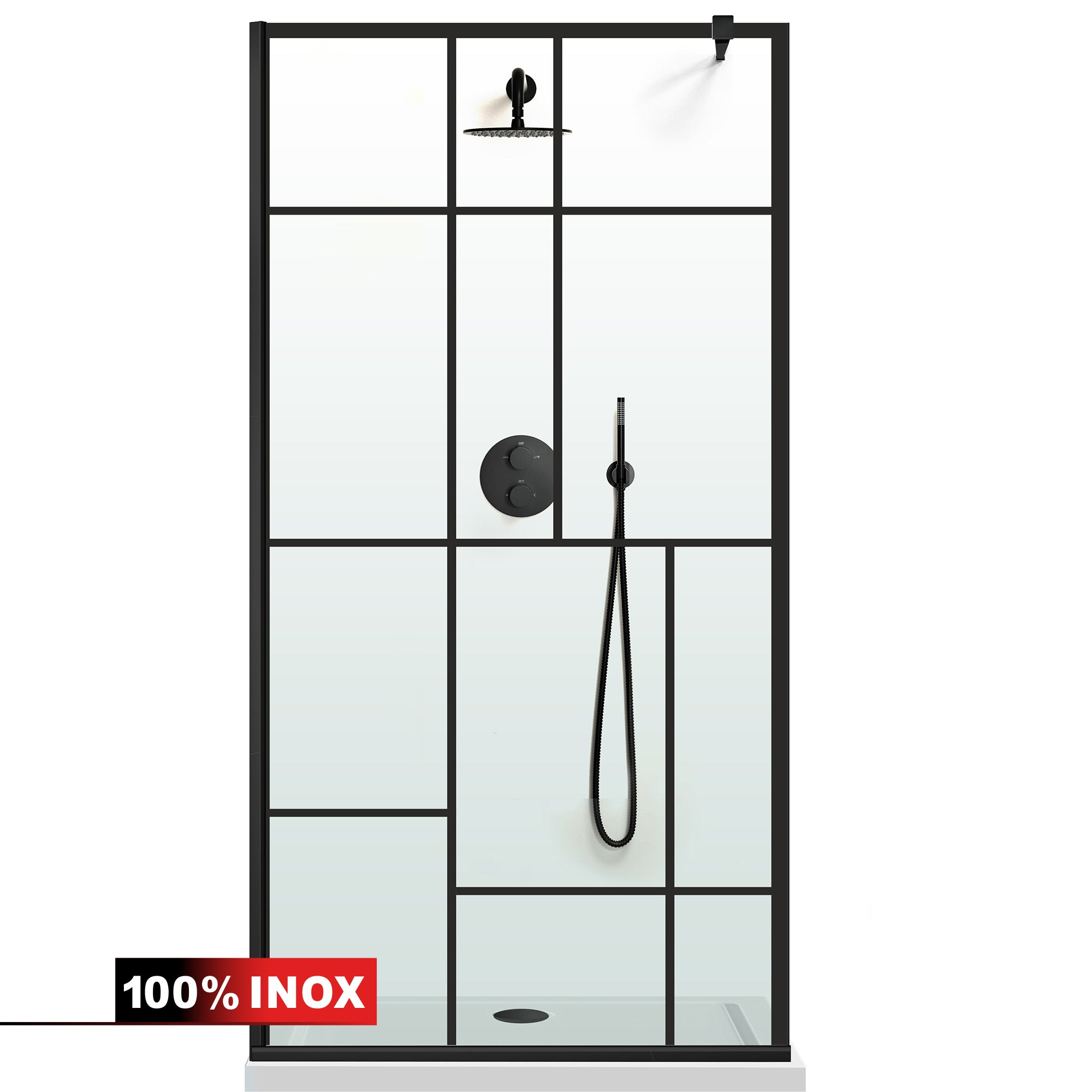 Shower Screens Walk-in, Black Shower Wall, #Clear #Víztiszta