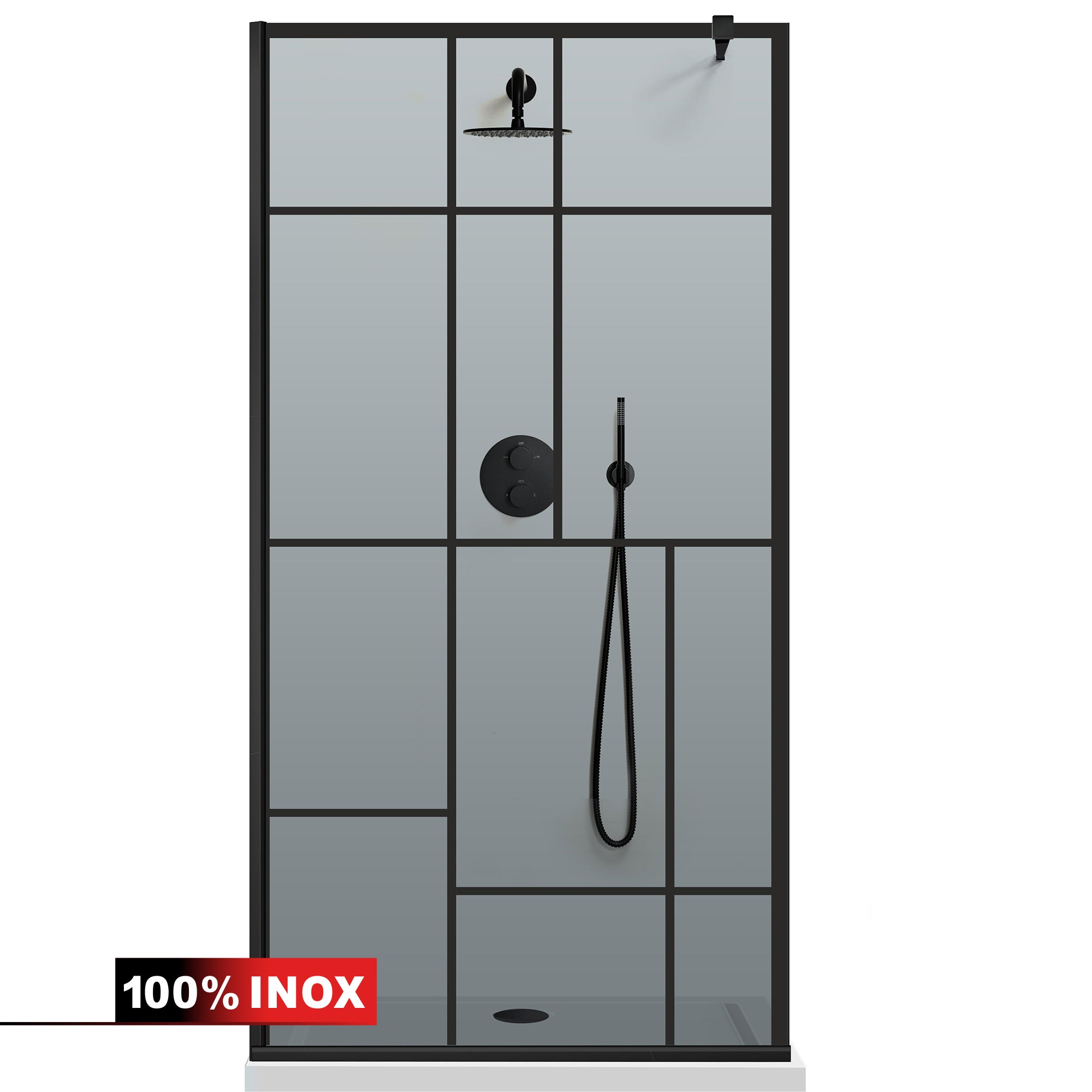 Shower Screens Walk-in, Black shower wall, #Grey #Grey