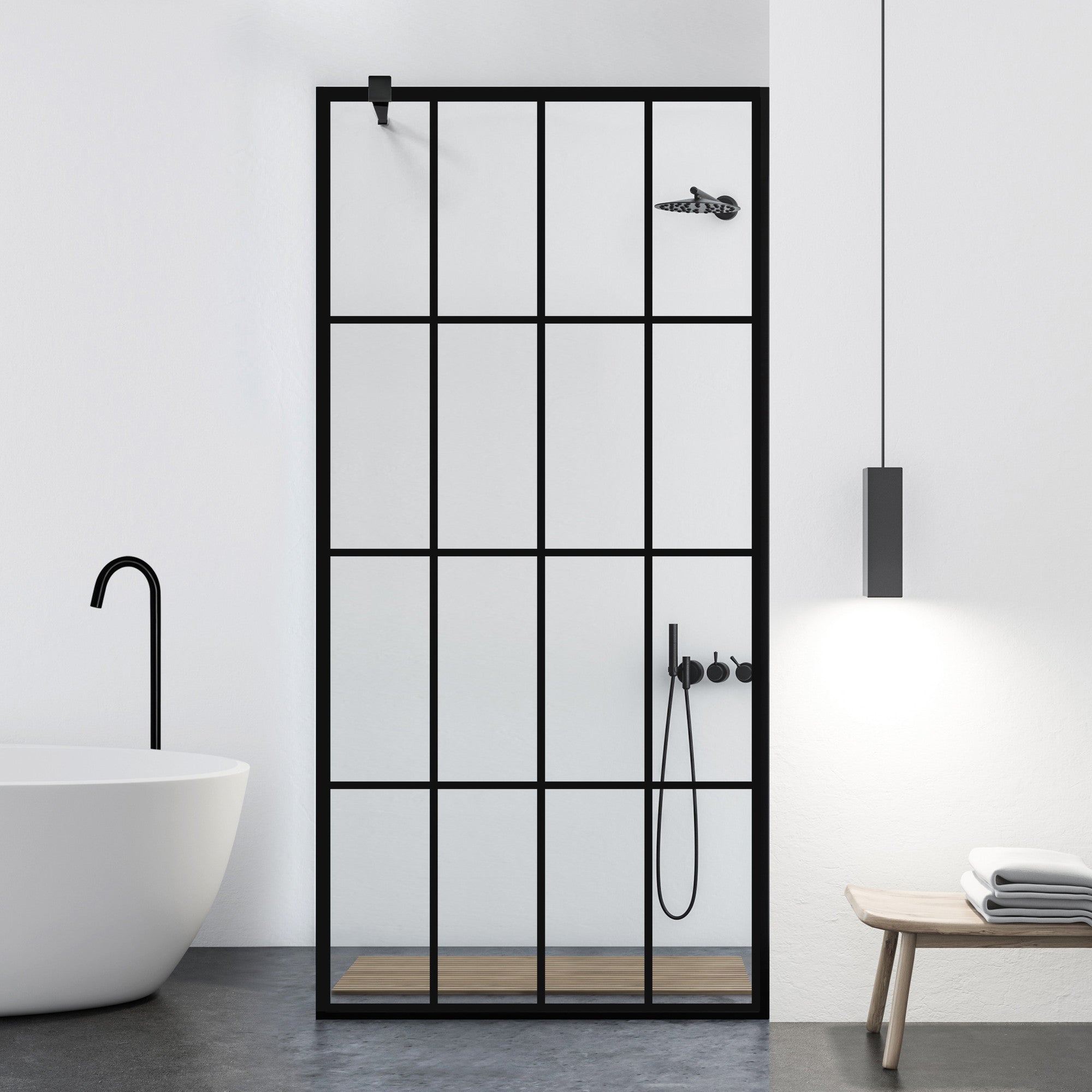 Shower Screens Walk-in, Black Shower Wall, #Clear #Crystal Clear