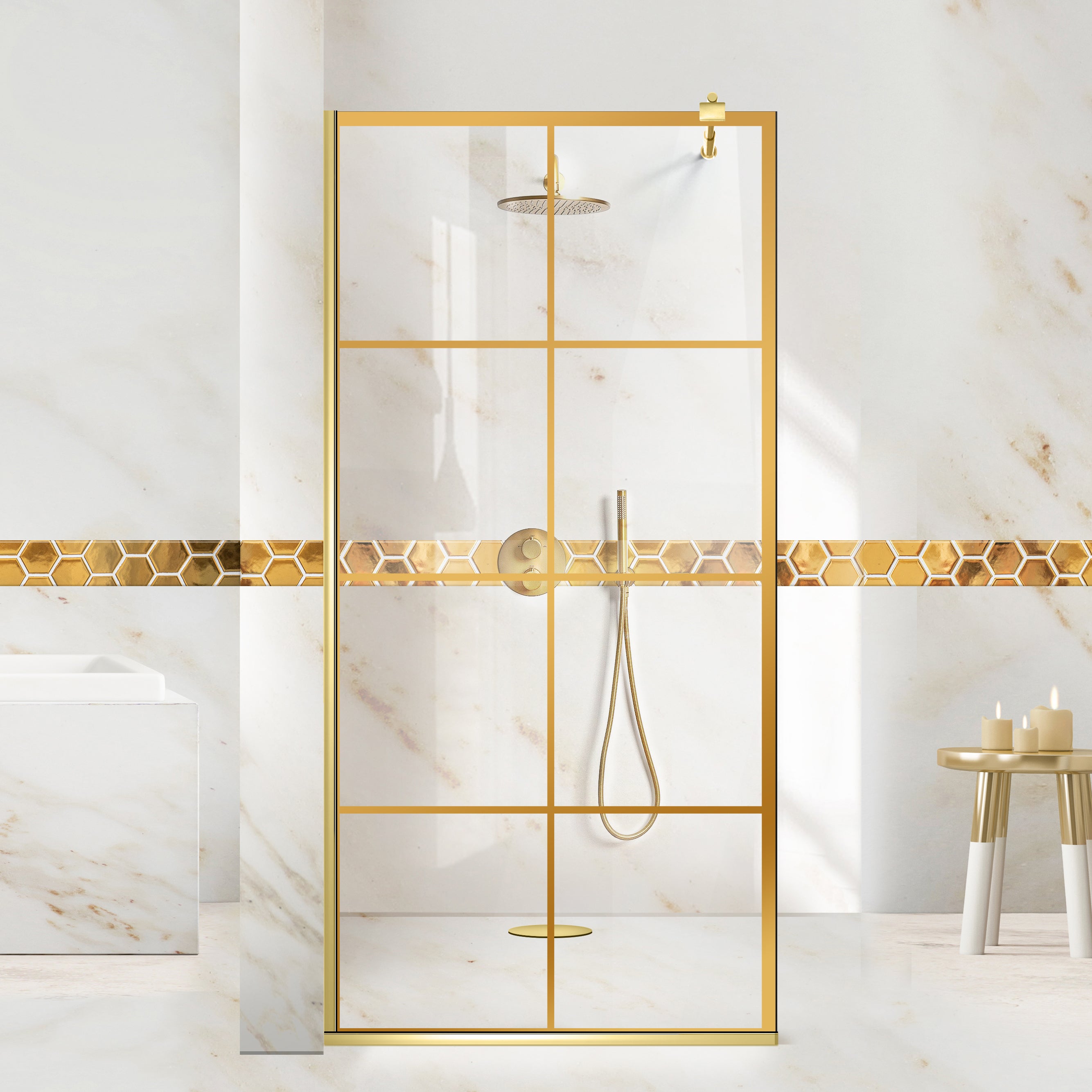Shower Screens Walk-in, Black Shower Wall, #Clear #Crystal Clear
