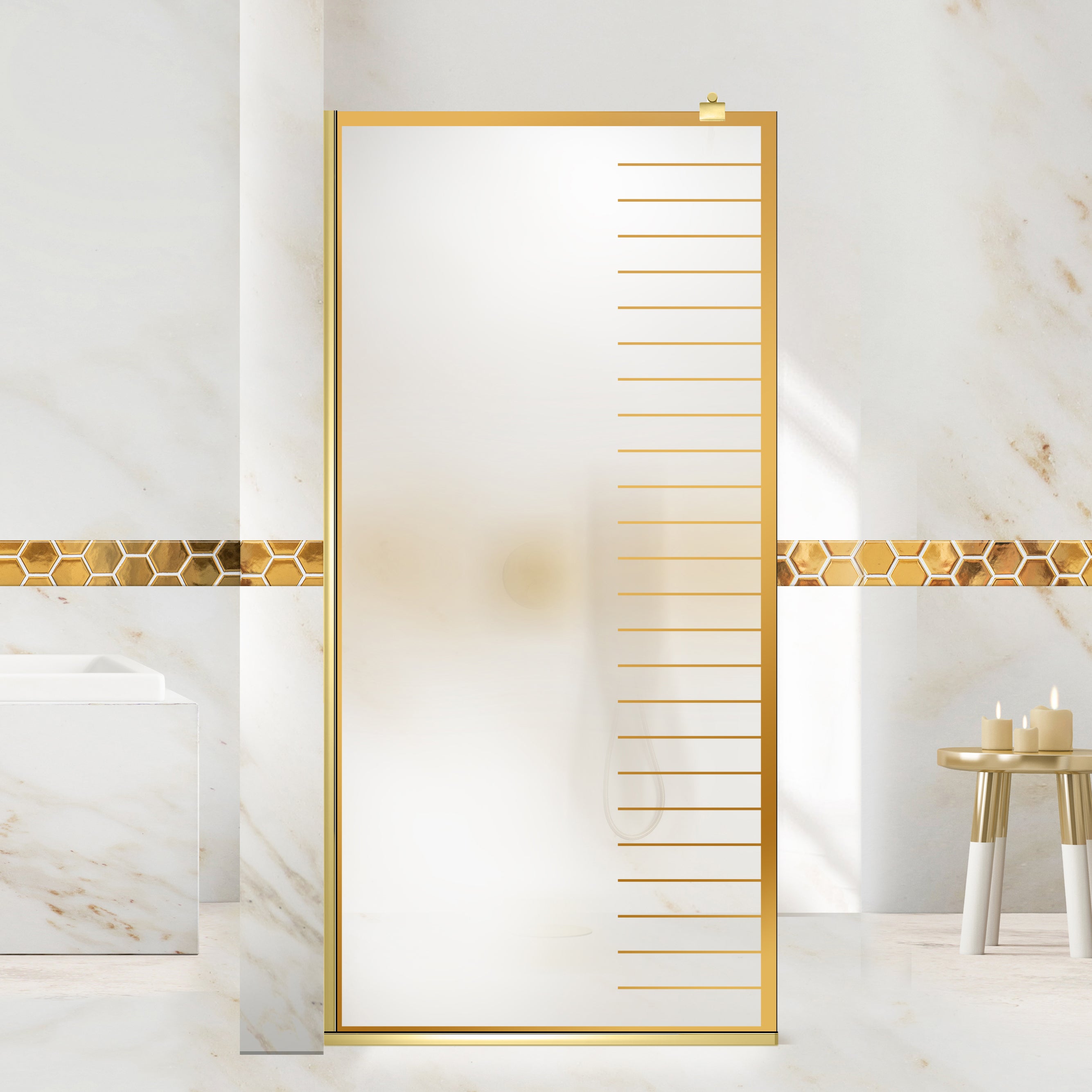 Shower Screens Walk-in, Shower Wall Gold, #Satiné #Matt