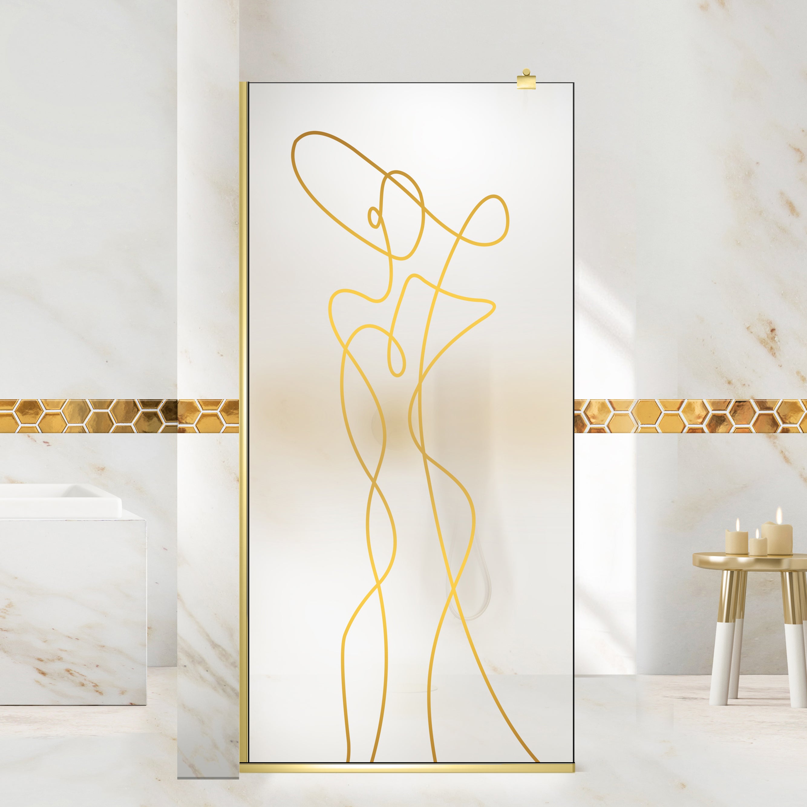 Shower Screens Walk-in, Shower Wall Gold, #Satiné #Matt
