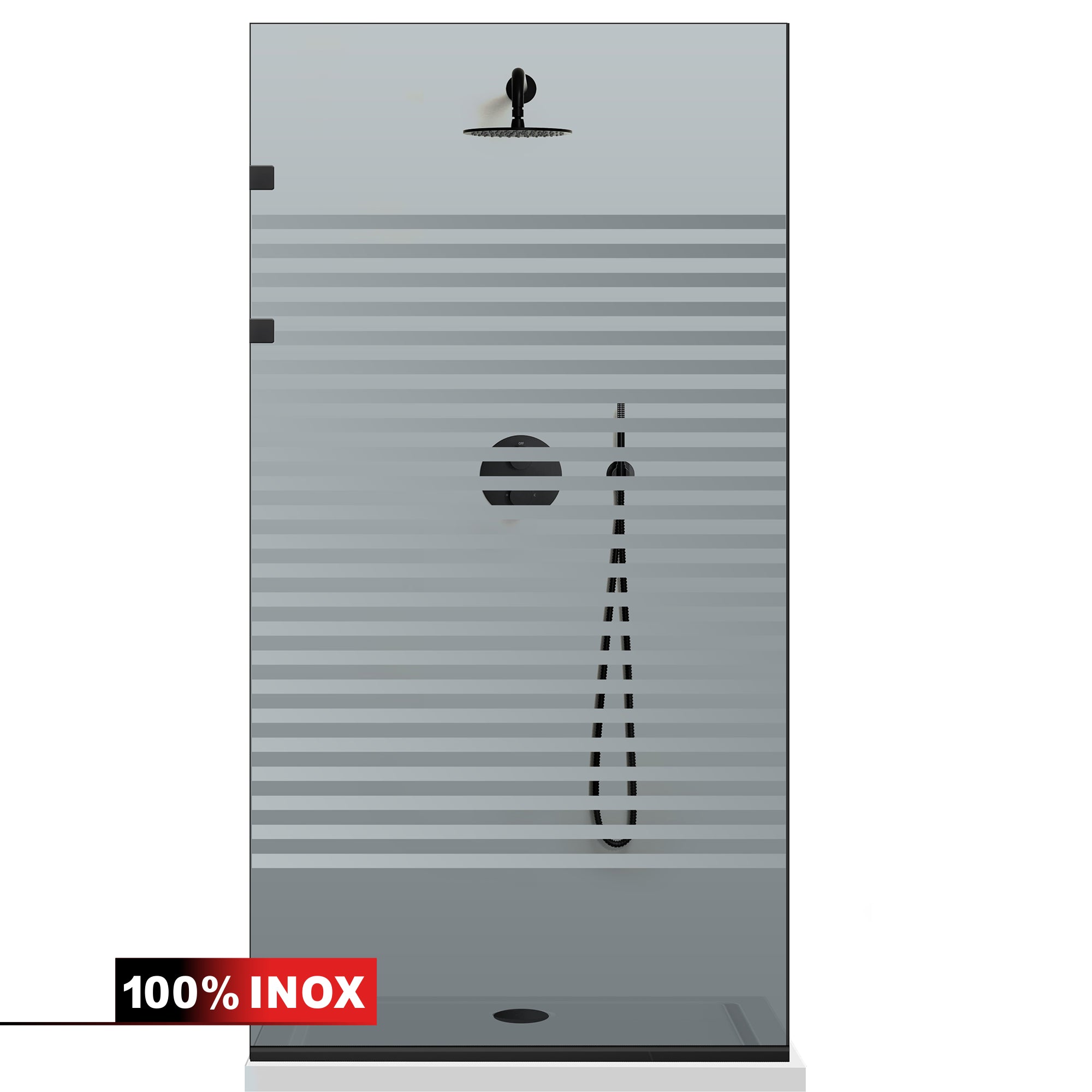 Shower Screens Walk-in, Stainless steel shower wall, matte black #Grey