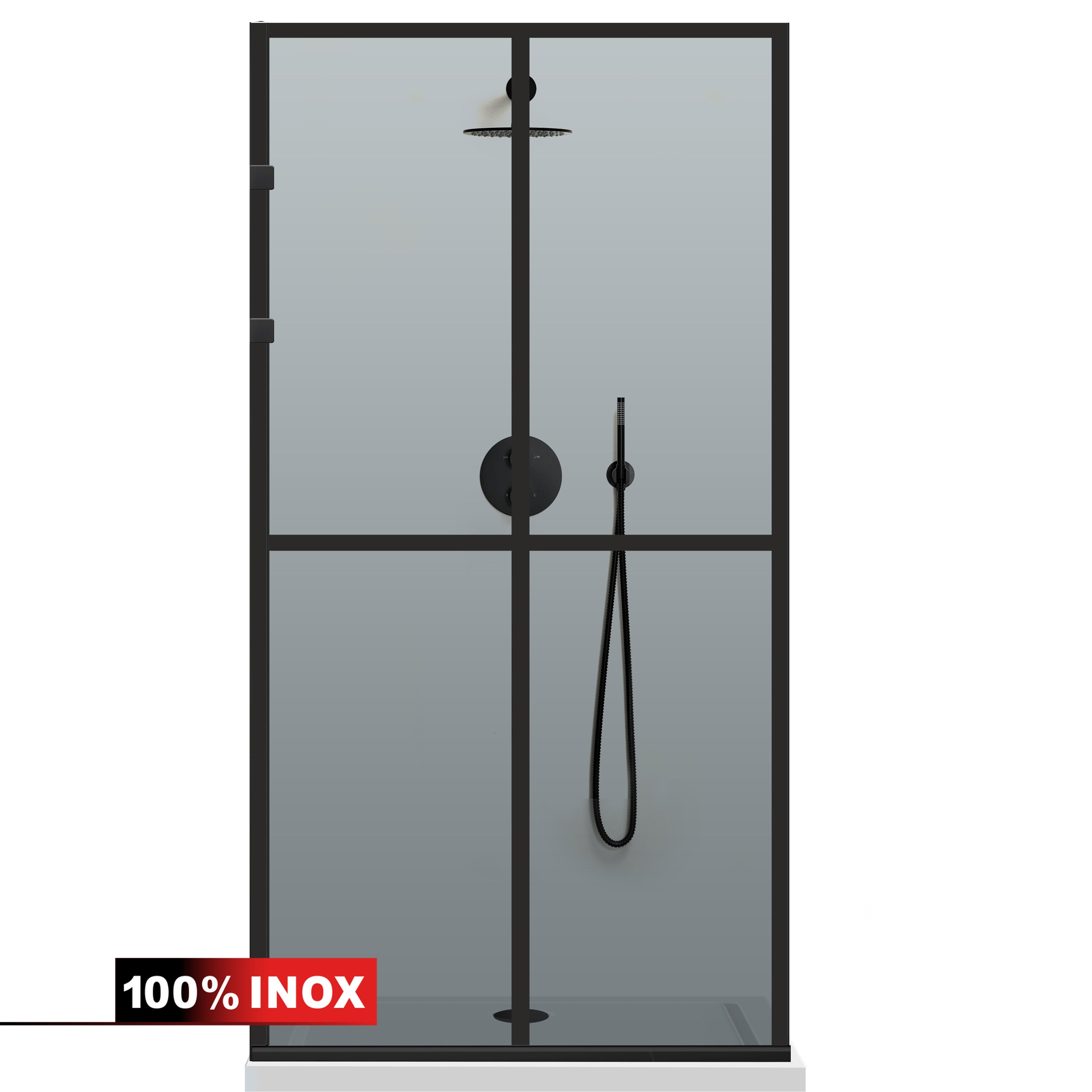 Shower Screens Walk-in, Stainless steel shower wall, matte black #Grey