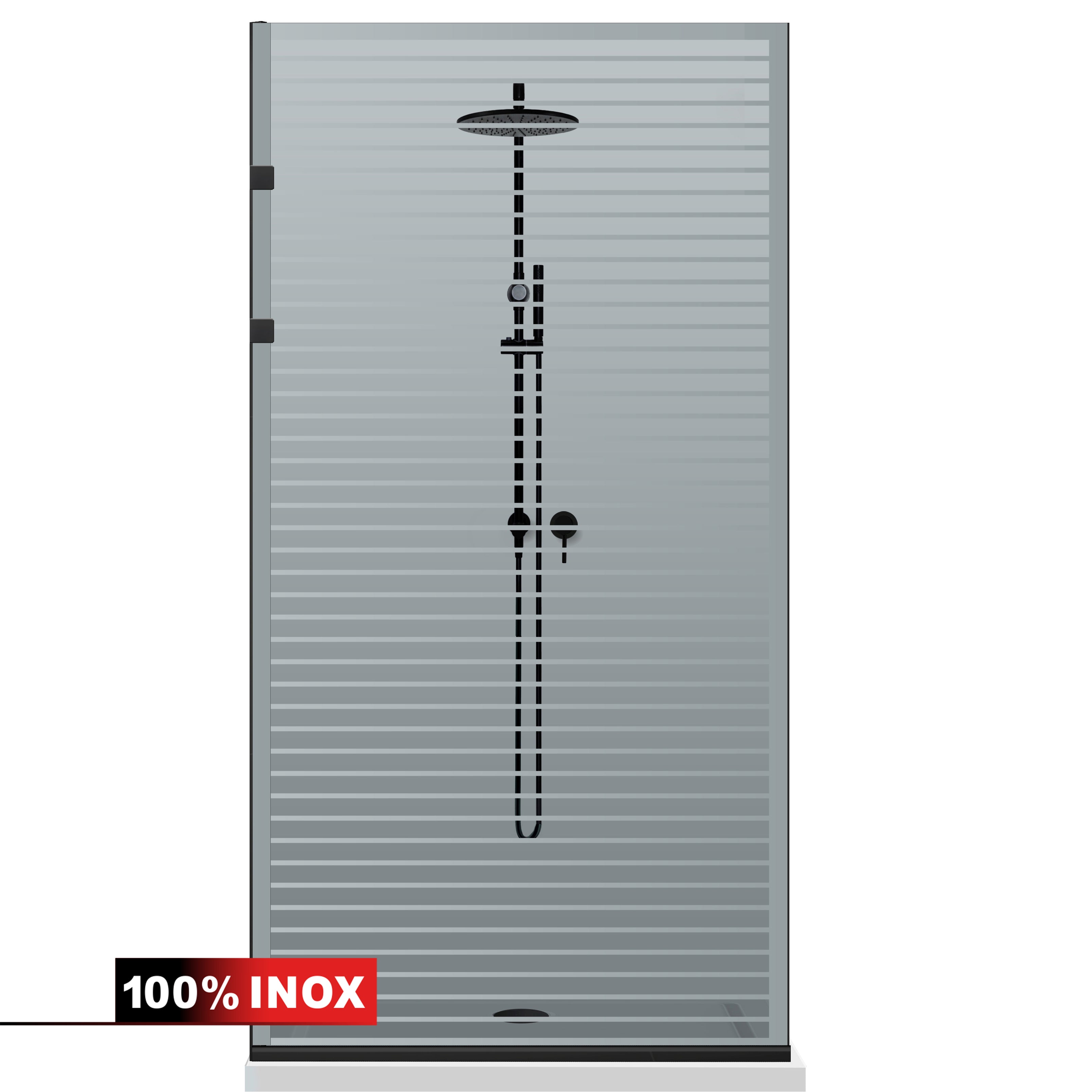Shower Screens Walk-in, Stainless steel shower wall, matte black #Grey