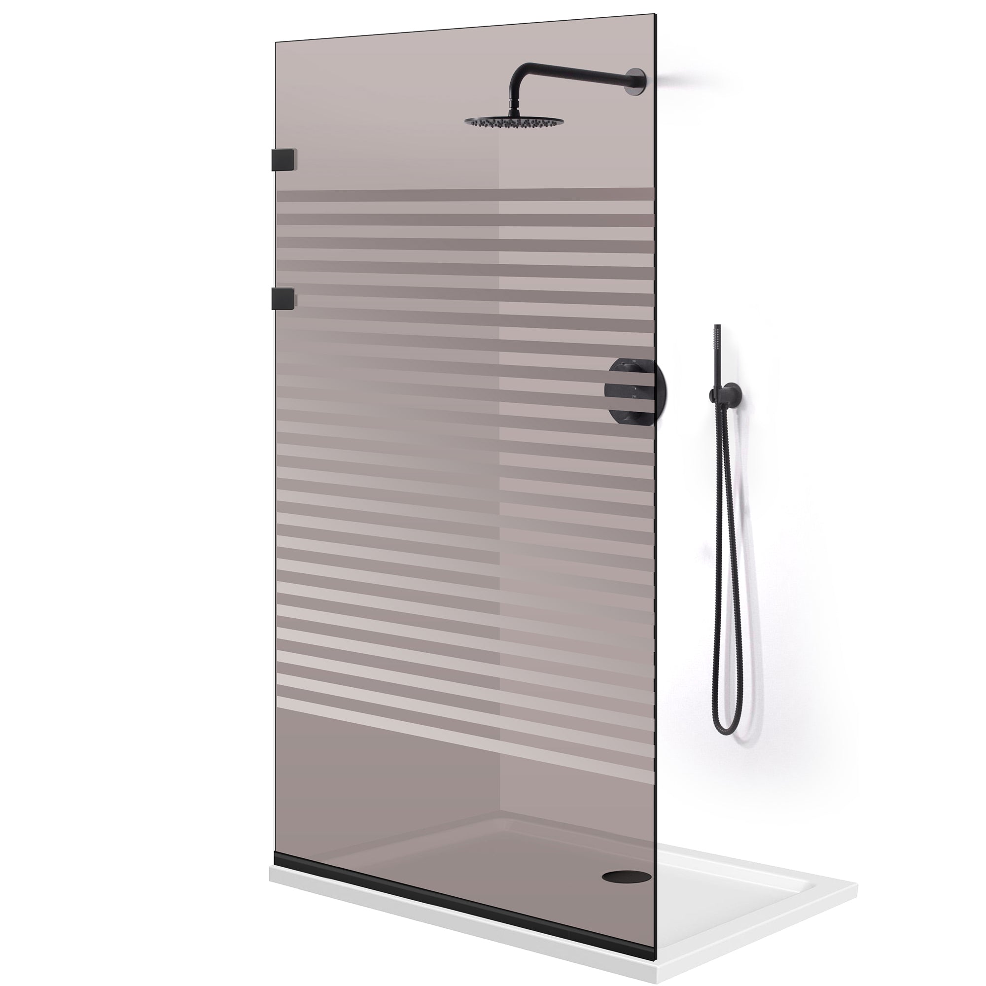 Shower Screens Walk-in, Stainless steel shower wall, matte black #Bronze