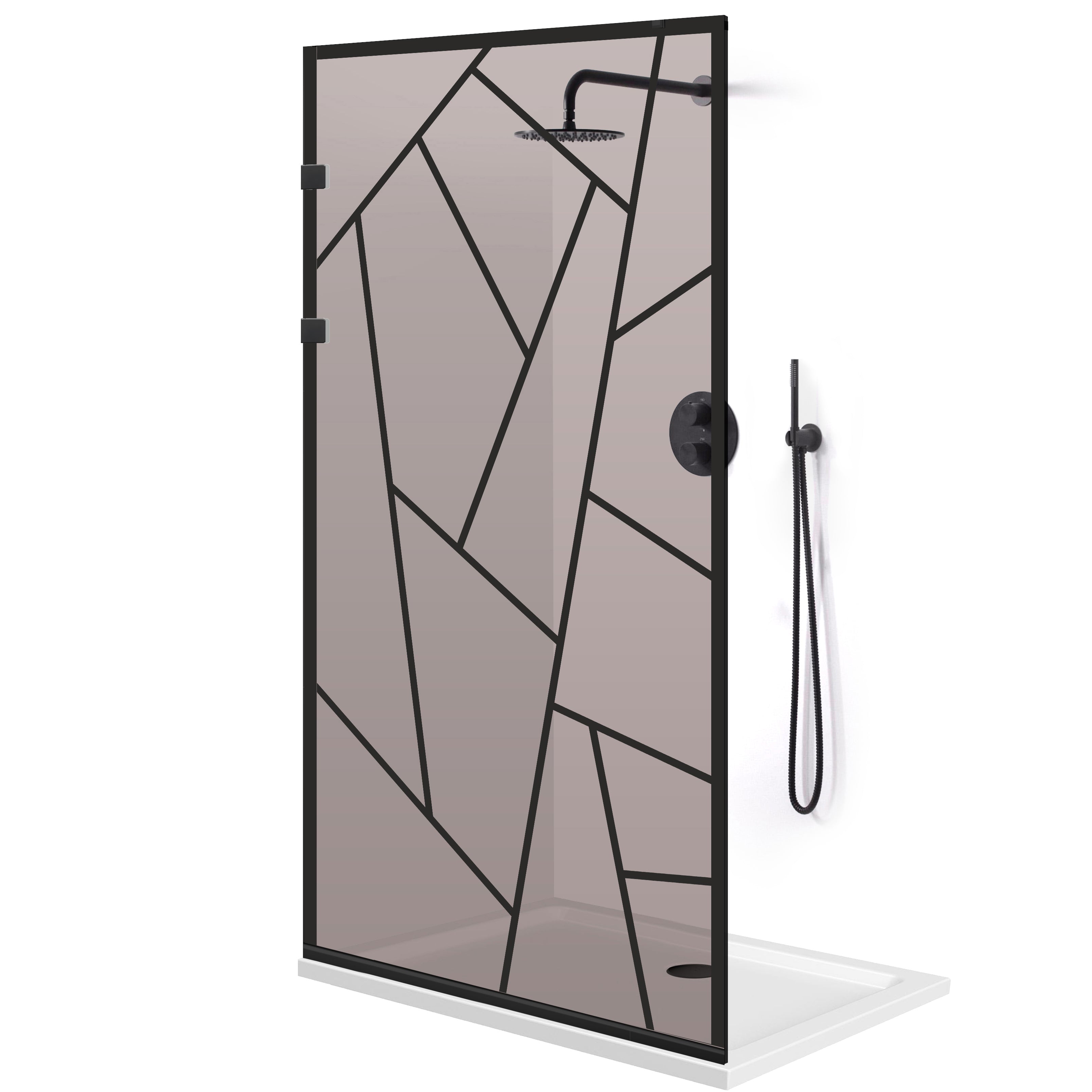 Shower Screens Walk-in, Stainless steel shower wall, matte black #Bronze