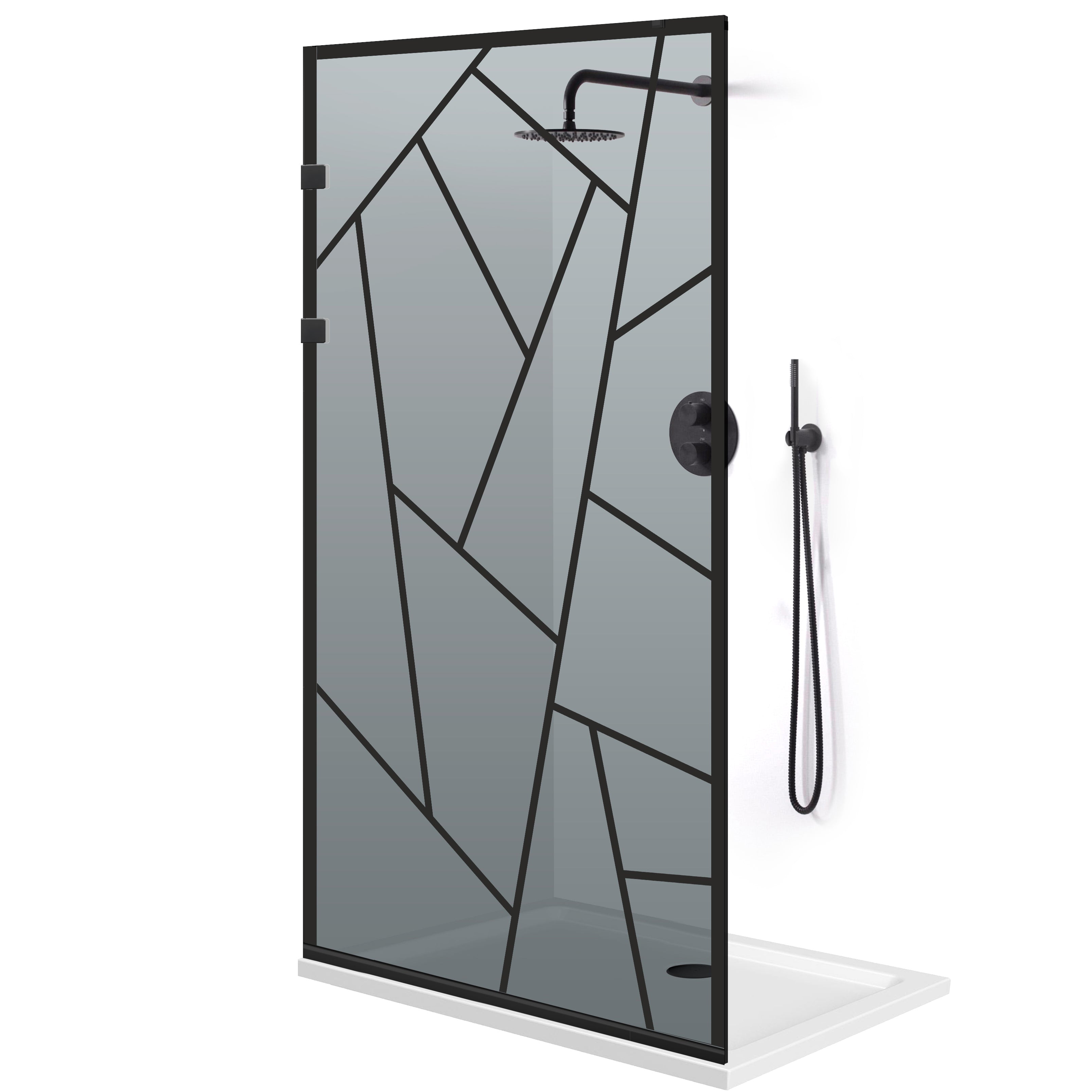 Shower Screens Walk-in, Stainless steel shower wall, matte black #Grey