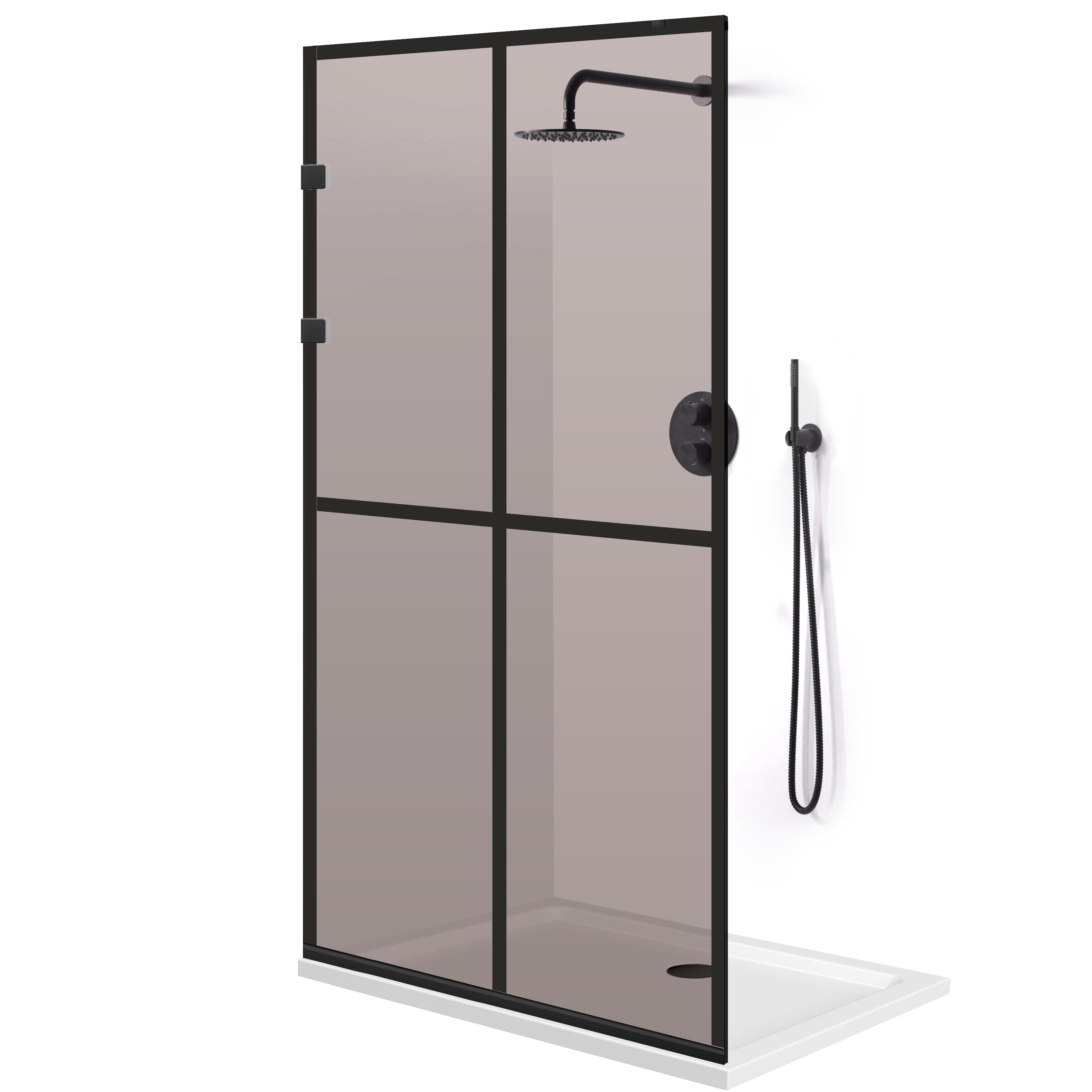 Shower Screens Walk-in, Stainless steel shower wall, matte black #Bronze