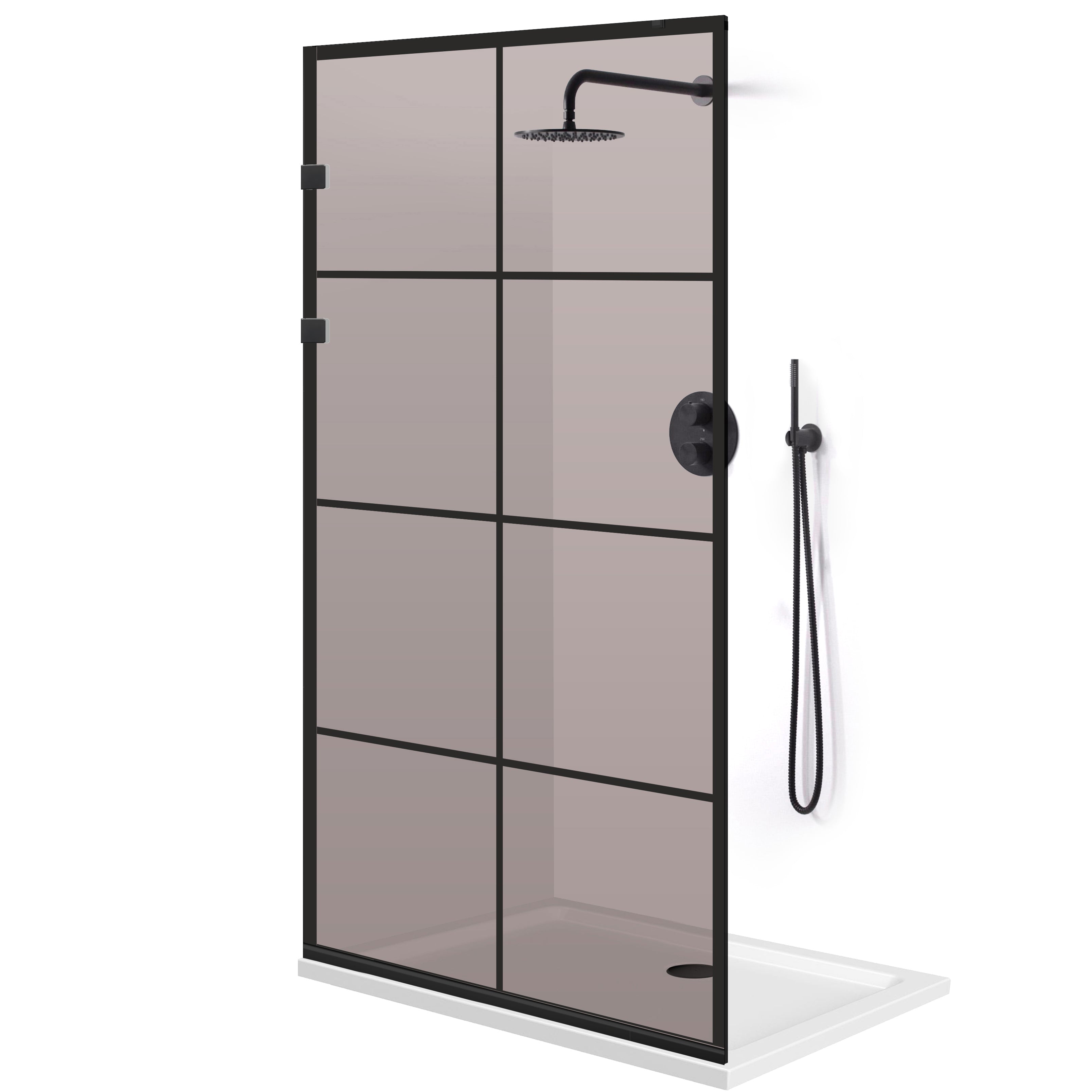 Shower Screens Walk-in, Stainless steel shower wall, matte black #Bronze