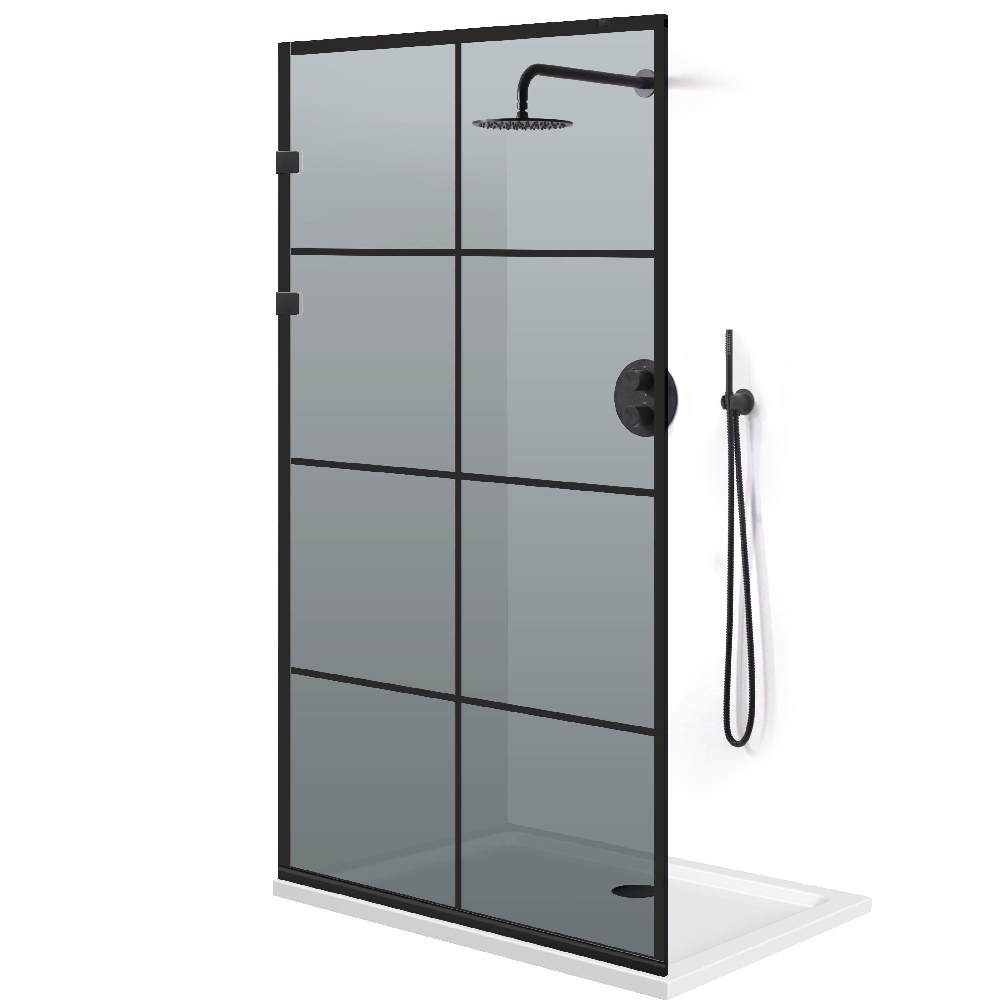 Shower Screens Walk-in, Stainless steel shower wall, matte black #Grey