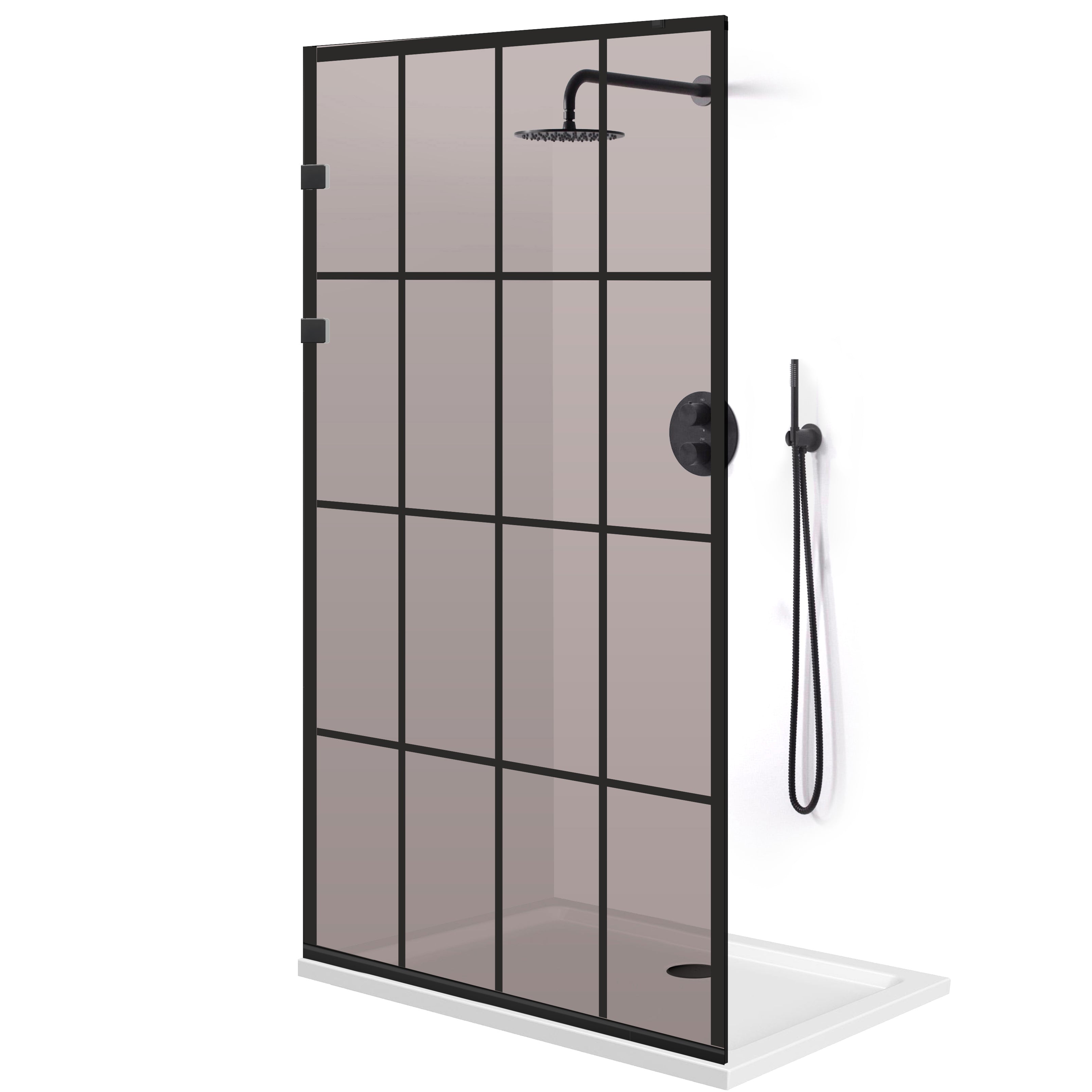 Shower Screens Walk-in, Stainless steel shower wall, matte black #Bronze
