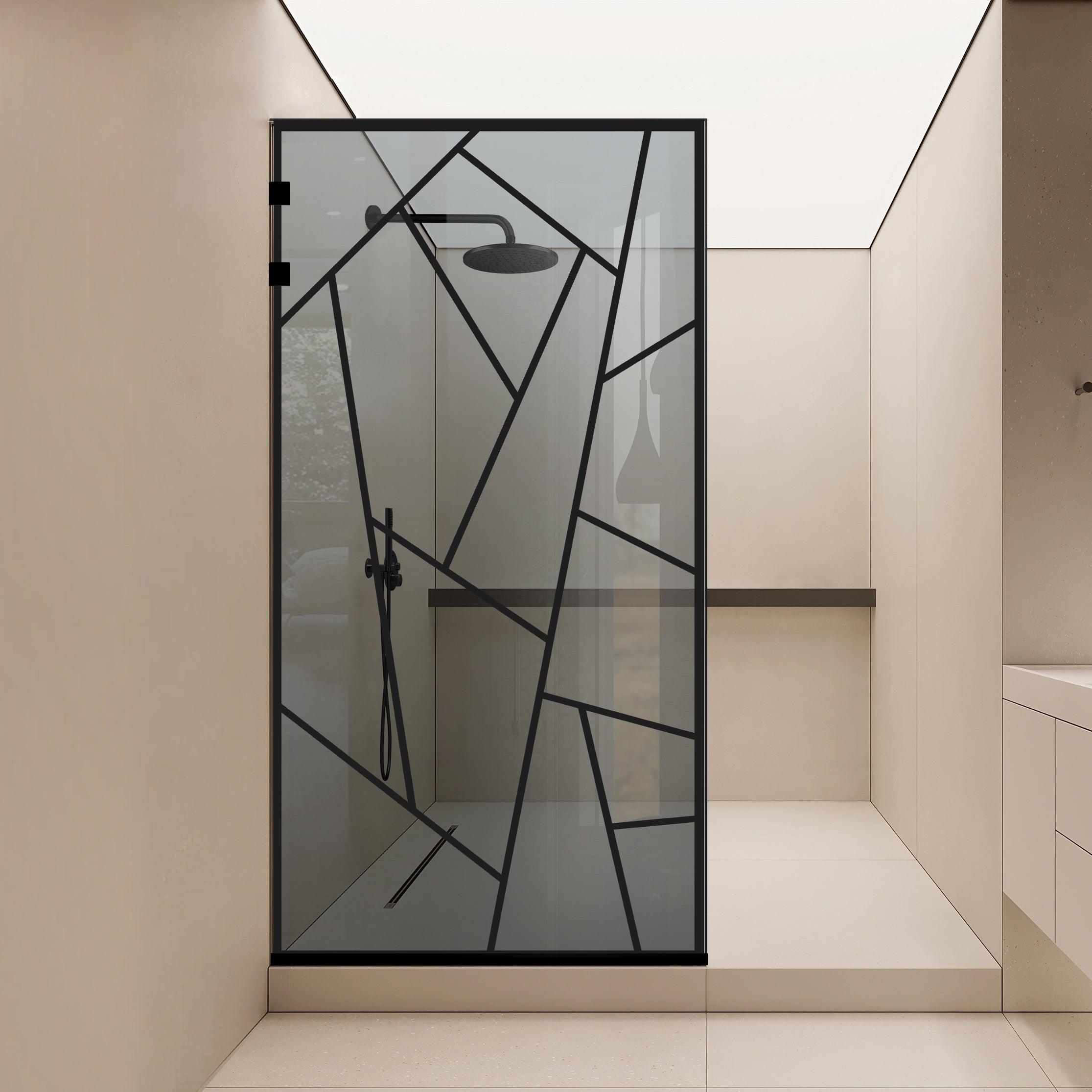 Shower Screens Walk-in, Stainless steel shower wall, matte black #Grey