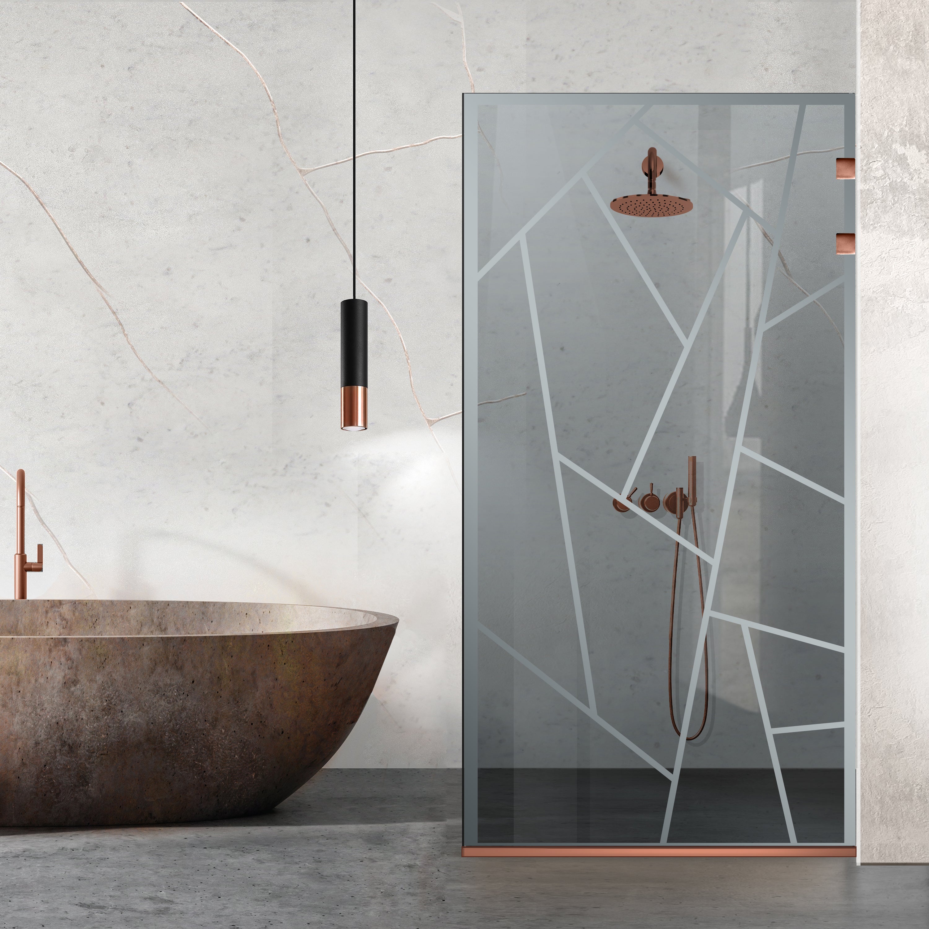 Shower Screens Walk-in, Stainless steel shower wall, copper #Grey