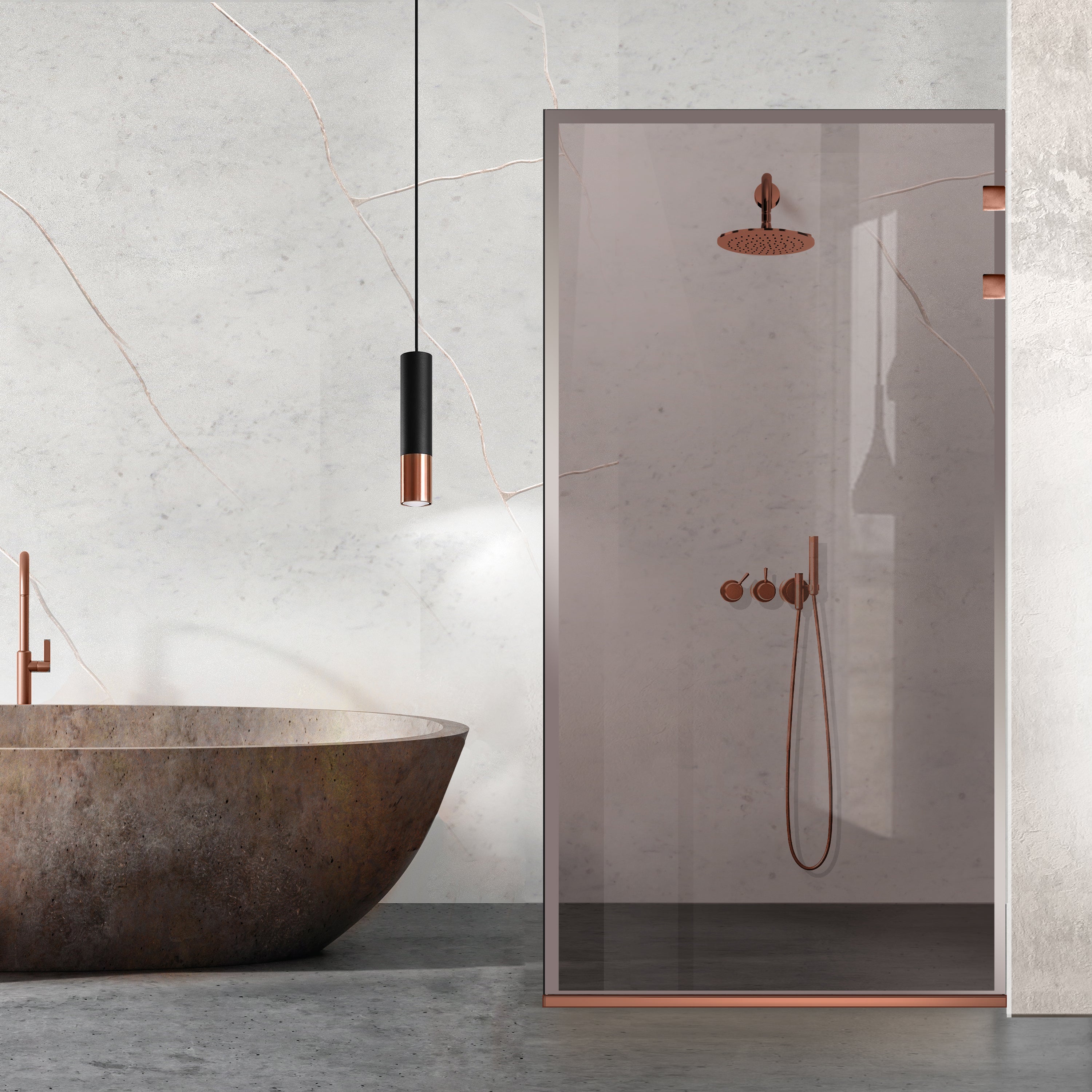 Shower Screens Walk-in, Stainless steel shower wall, copper #Bronze