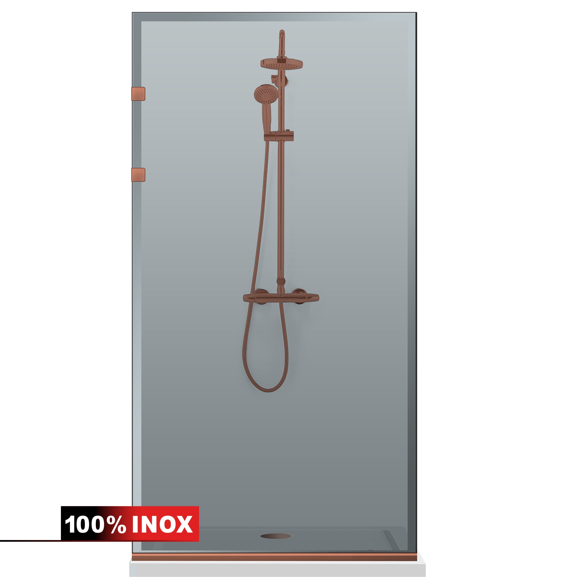 Shower Screens Walk-in, Stainless steel shower wall, copper #Grey