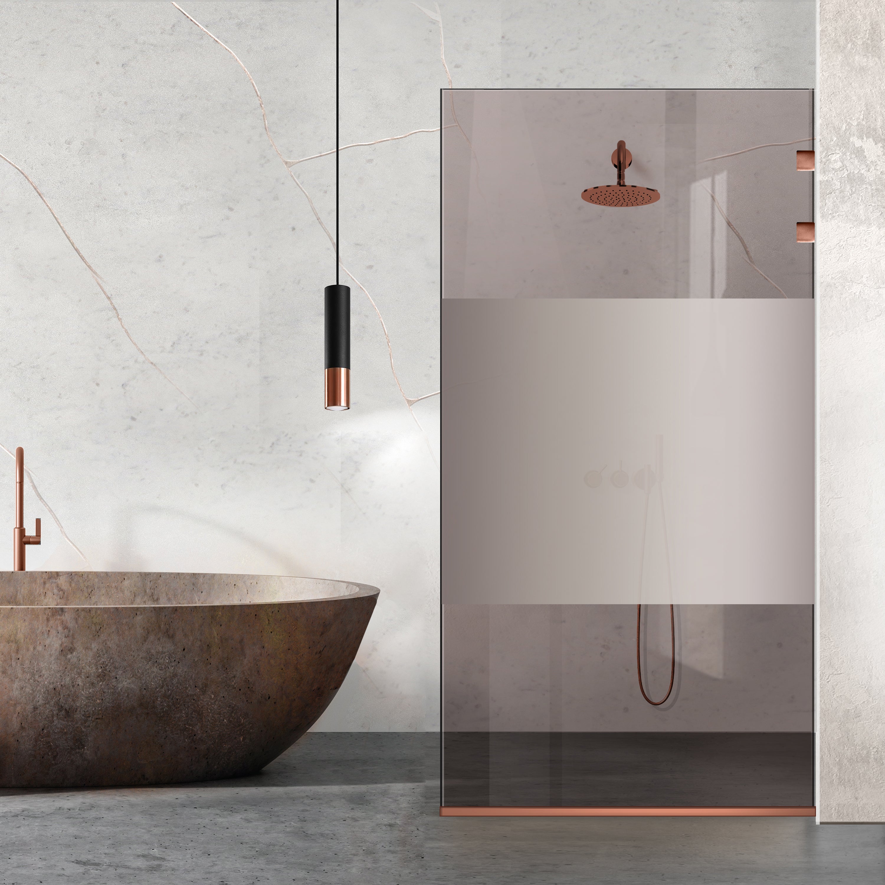 Shower Screens Walk-in, Stainless steel shower wall, copper #Bronze