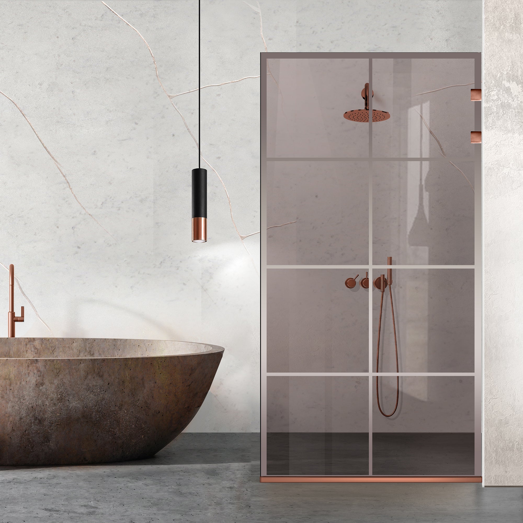 Shower Screens Walk-in, Stainless steel shower wall, copper #Bronze