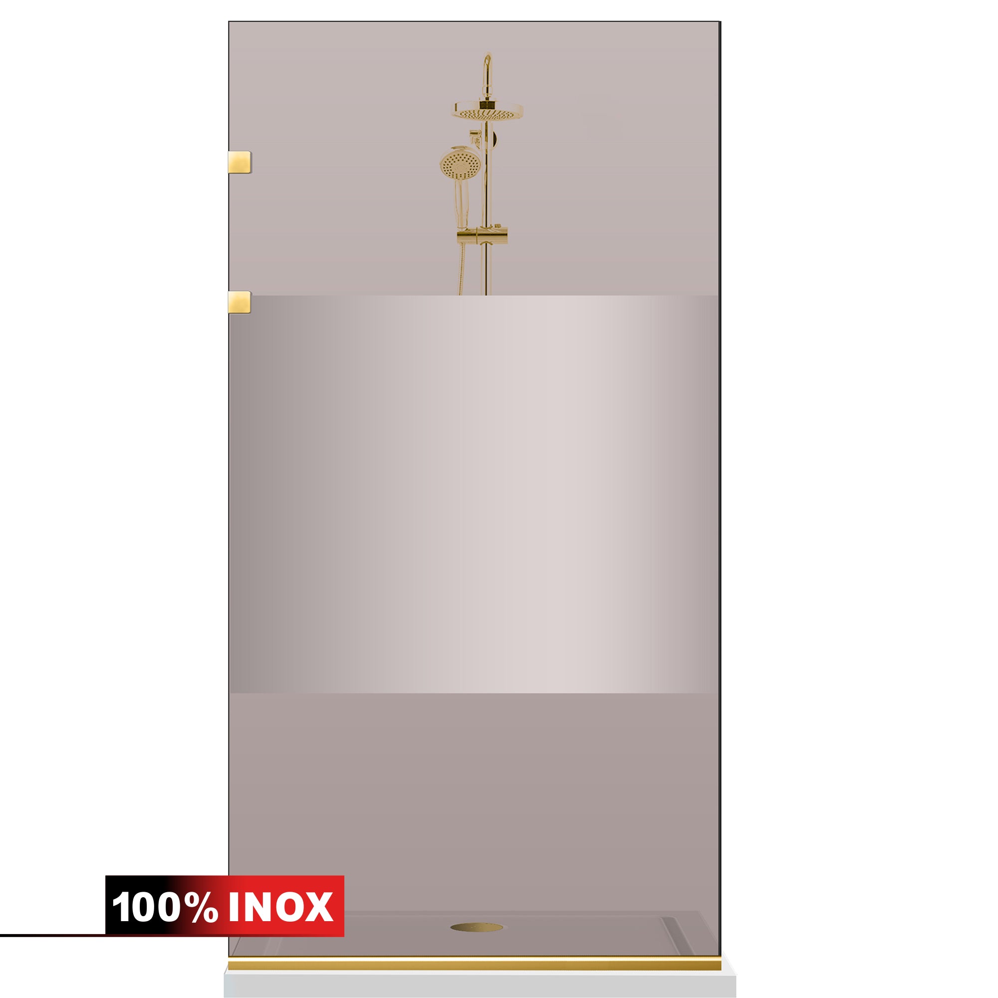 Paravan dus Walk-in, Perete dus Inox, auriu #Bronz