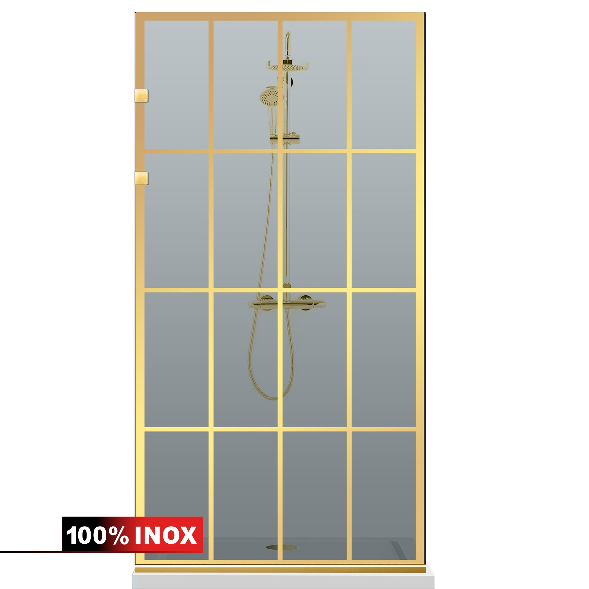 Shower Screens Walk-in, Stainless steel shower wall, gold #Grey