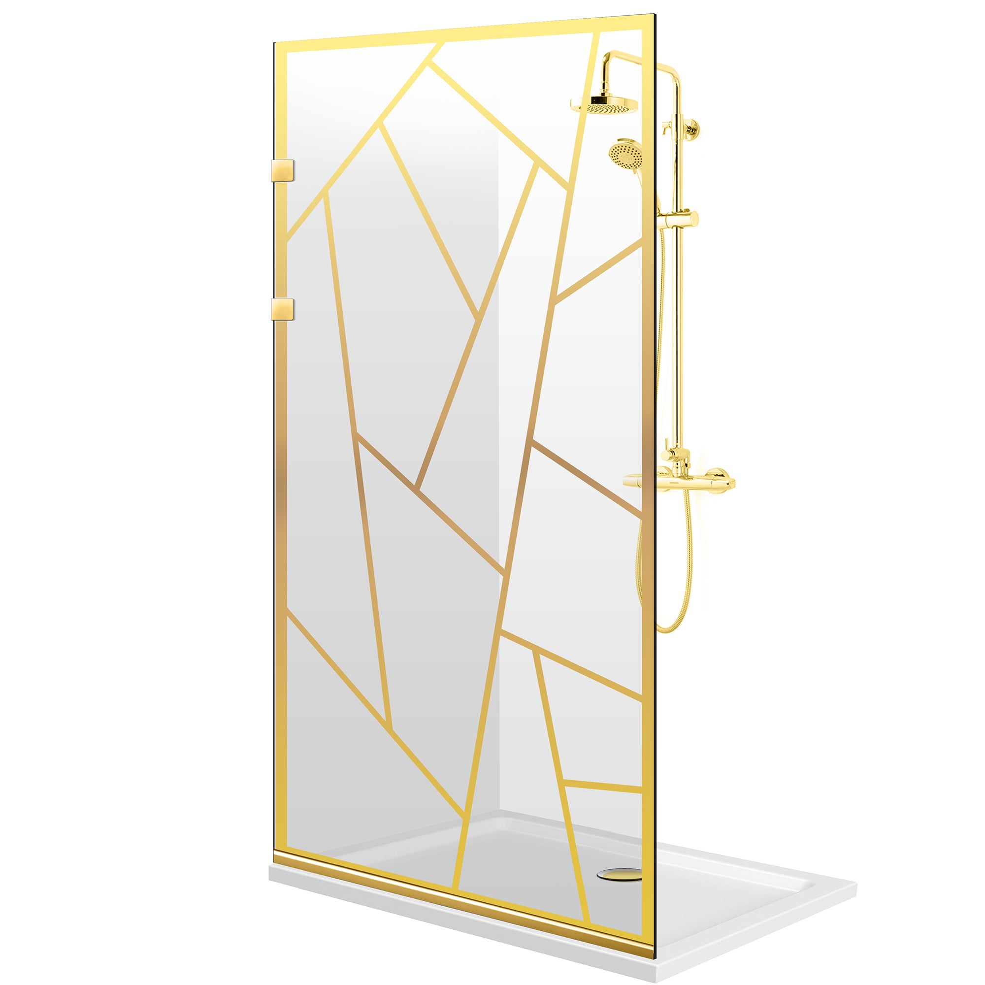 Shower Screens Walk-in, Stainless steel shower wall, gold, #Clear #Crystal clear