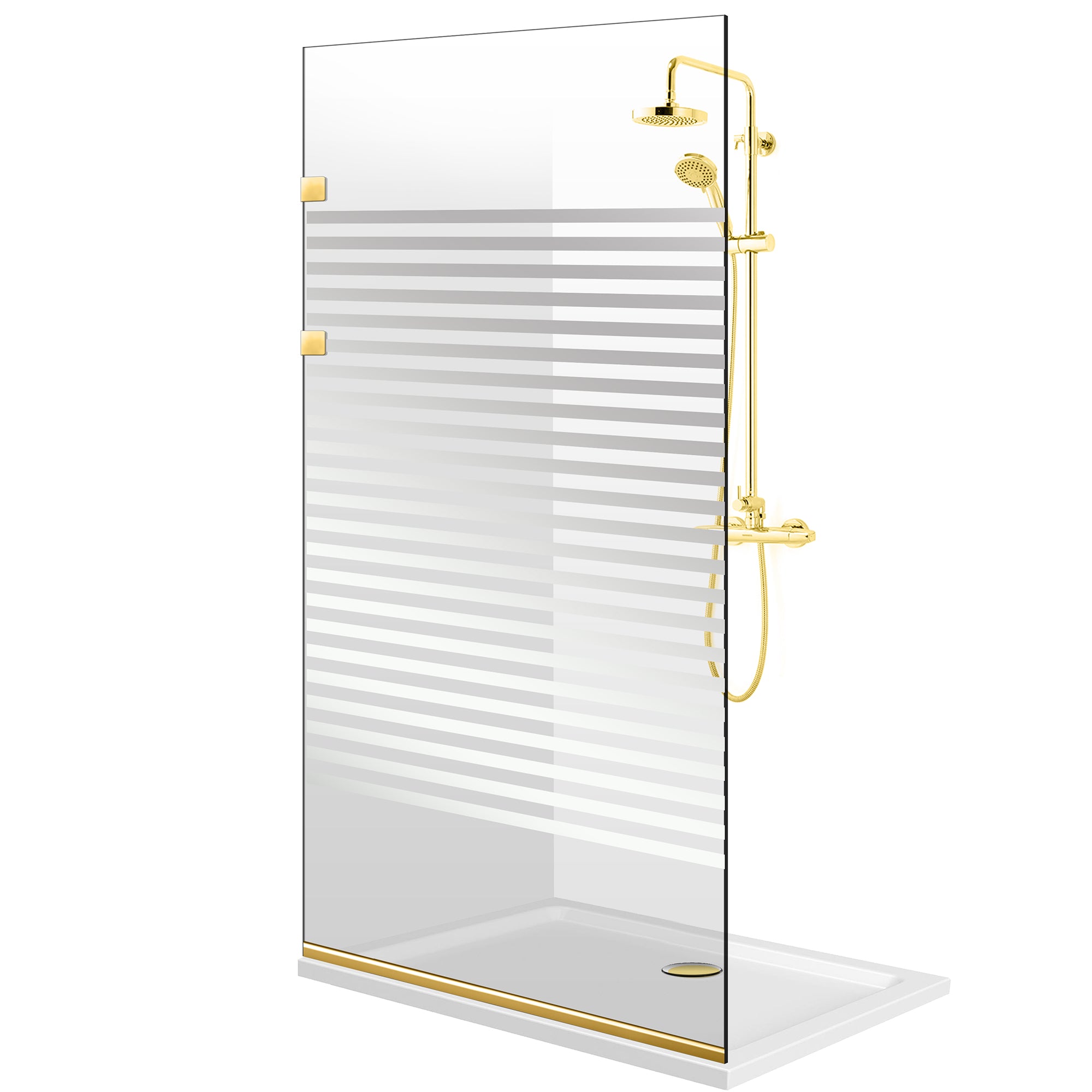 Shower Screens Walk-in, Stainless steel shower wall, gold, #Clear #Crystal clear