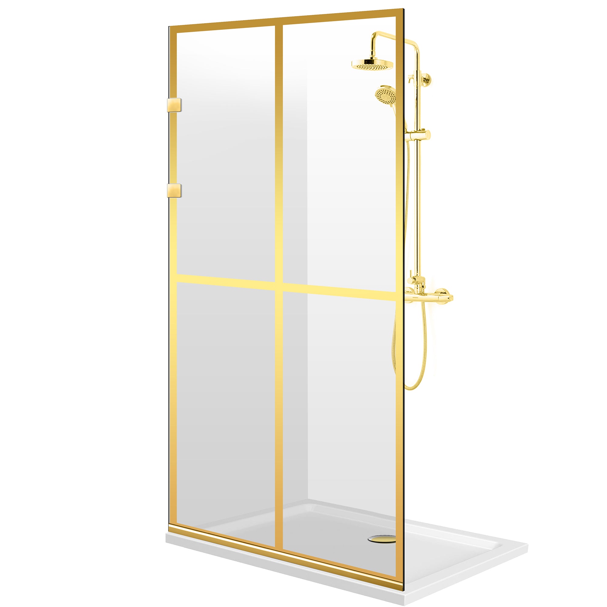 Shower Screens Walk-in, Stainless steel shower wall, gold, #Clear #Crystal clear