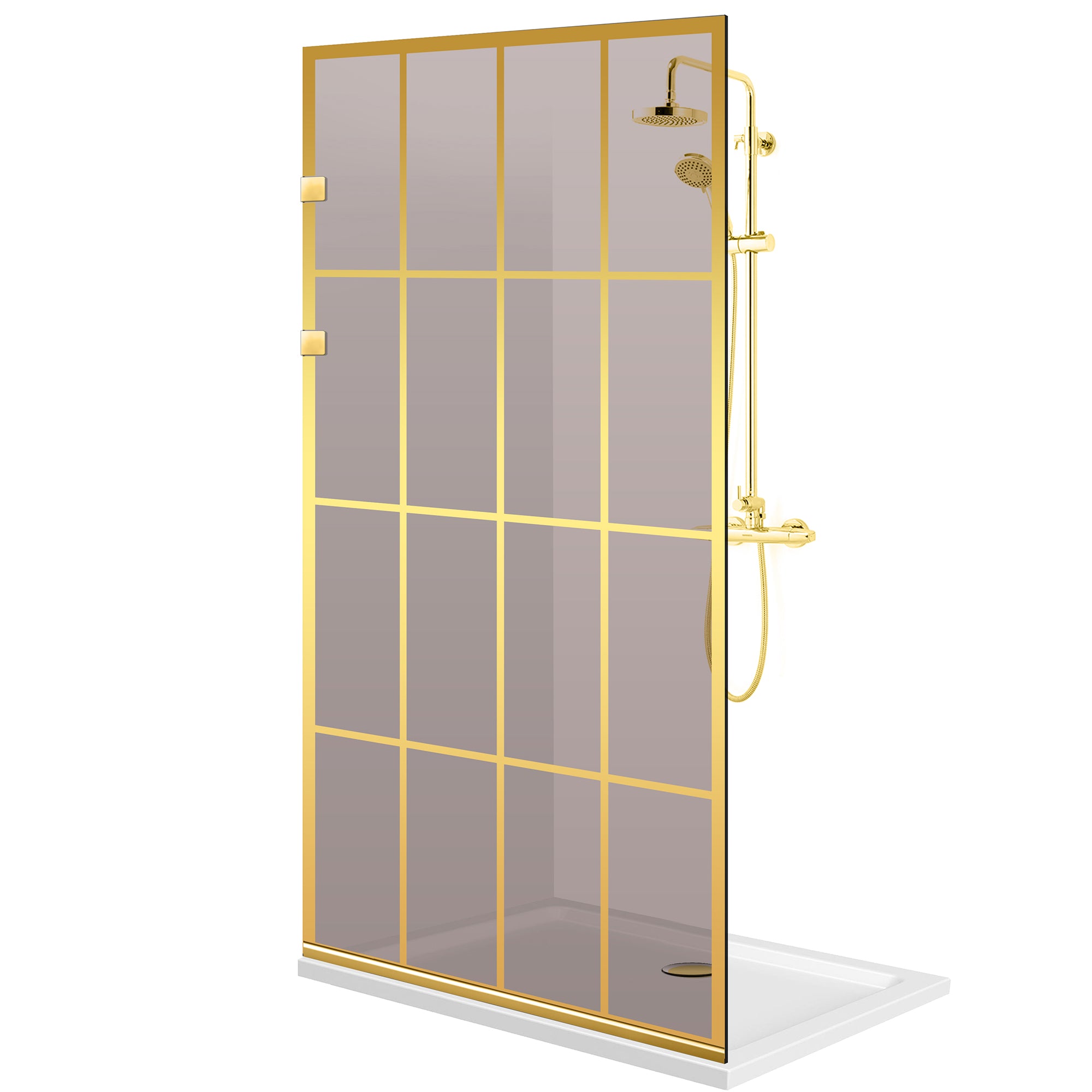 Shower Screens Walk-in, Stainless steel shower wall, gold #Bronze