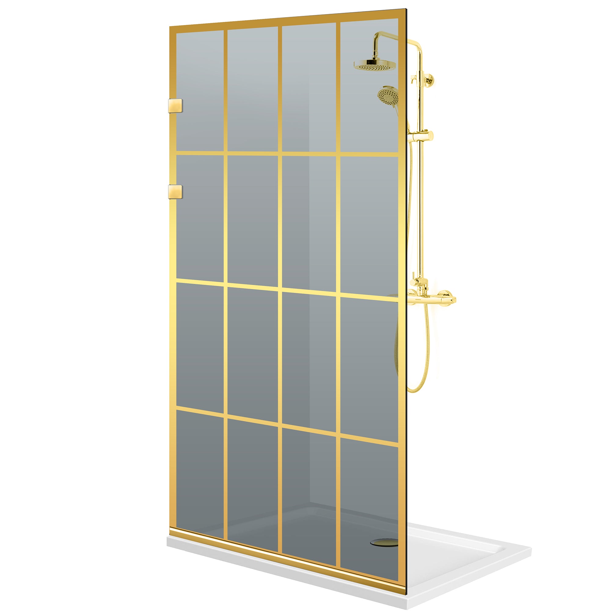 Shower Screens Walk-in, Stainless steel shower wall, gold #Grey