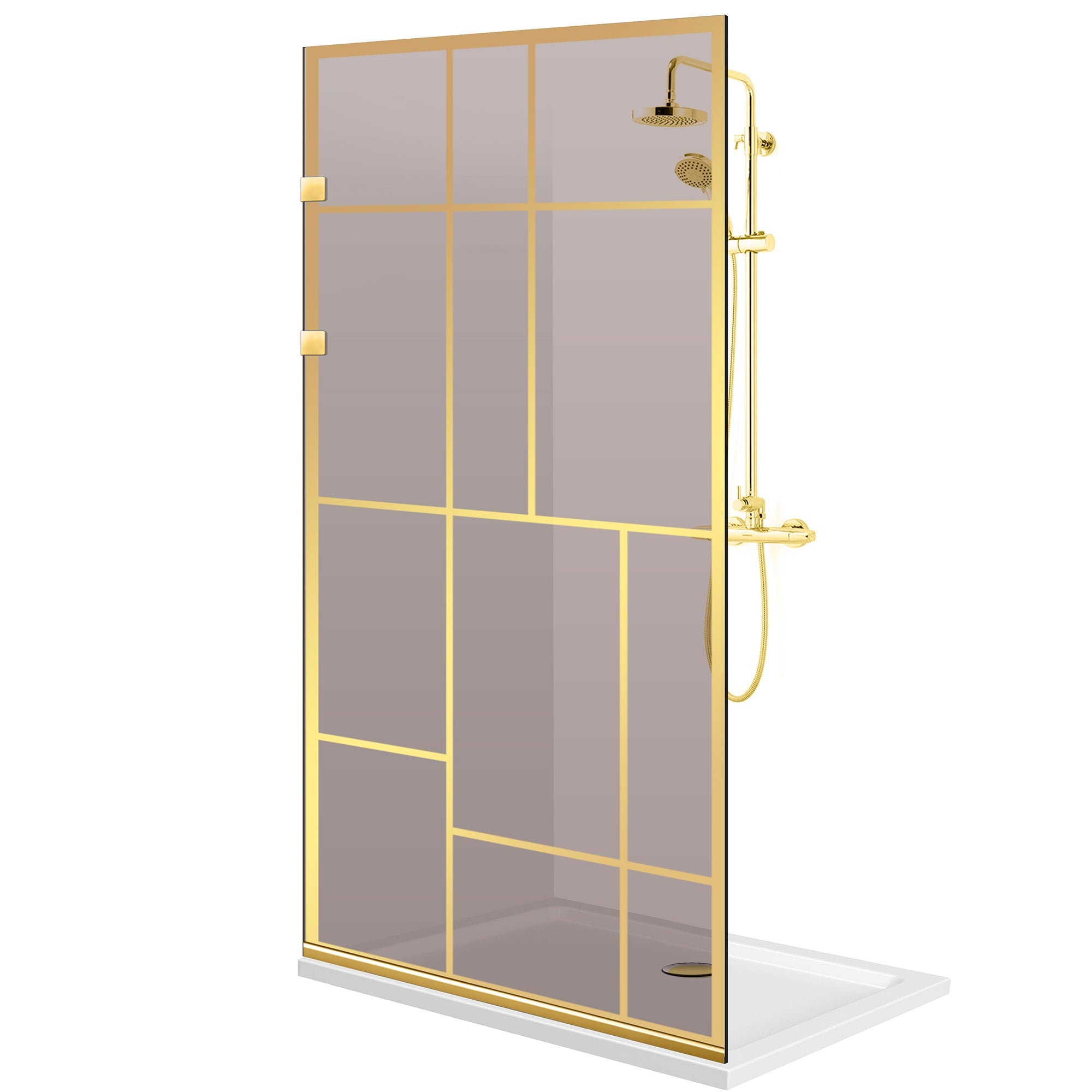 Paravan dus Walk-in, Perete dus Inox, auriu #Bronz