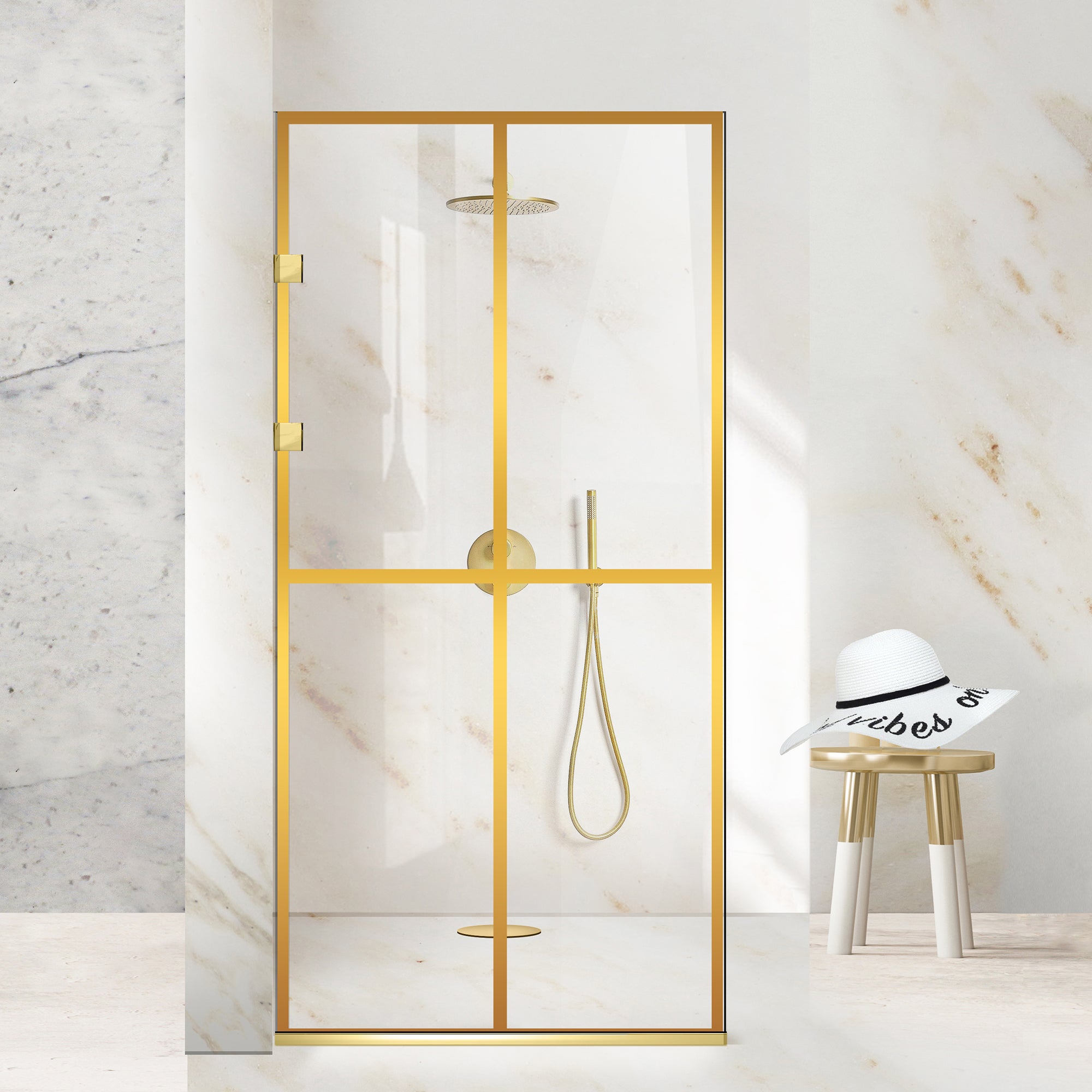 Shower Screens Walk-in, Stainless steel shower wall, gold, #Clear #Crystal clear