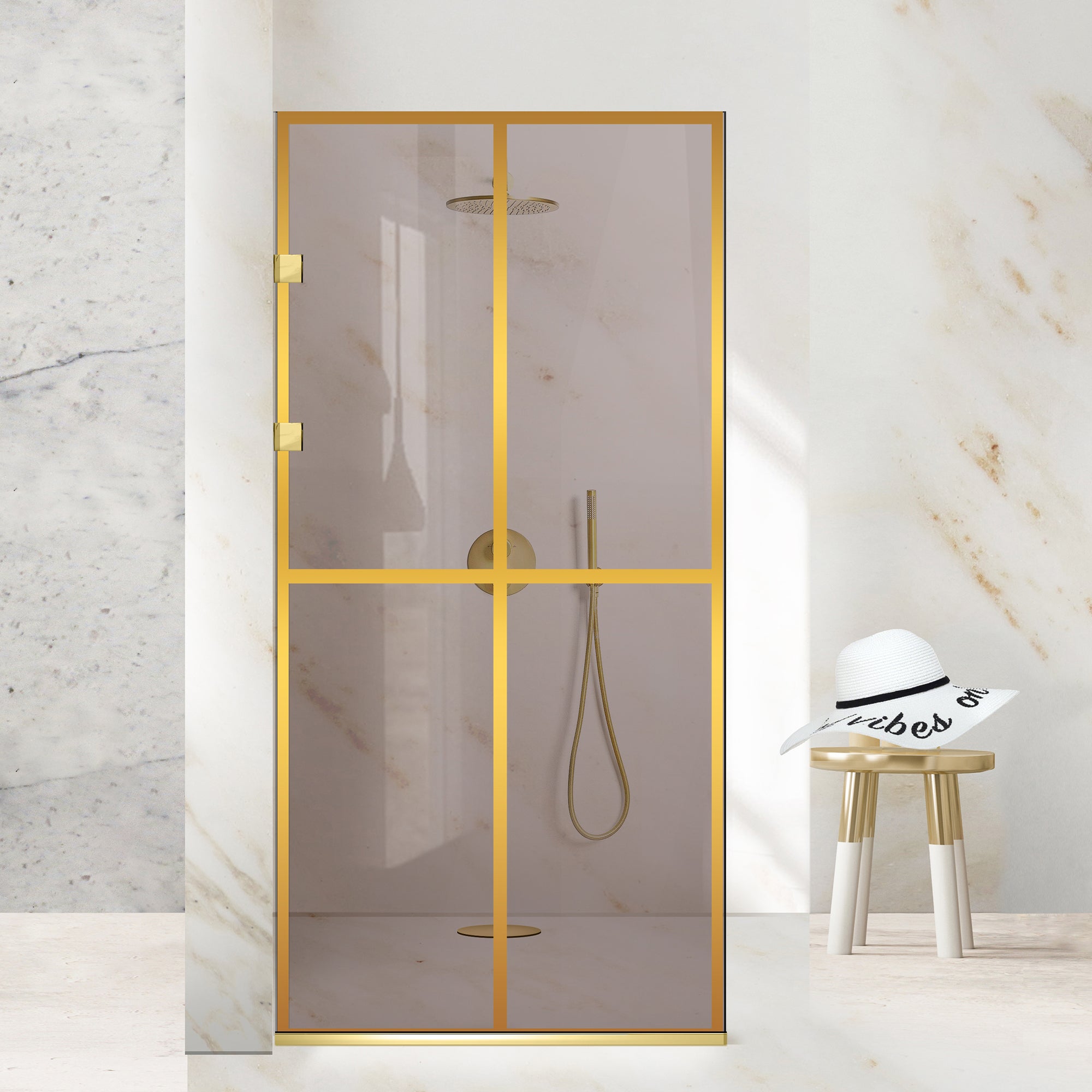 Shower Screens Walk-in, Stainless steel shower wall, gold #Bronze