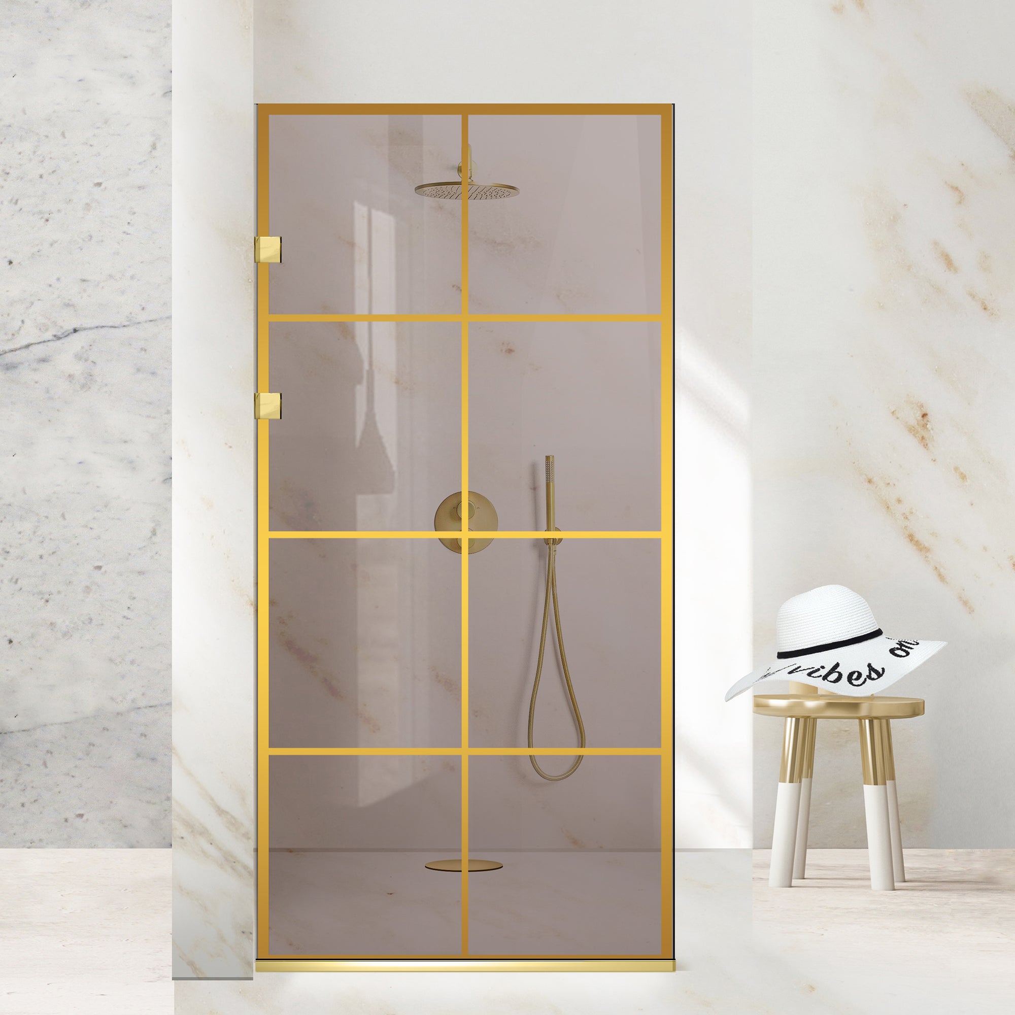 Shower Screens Walk-in, Stainless steel shower wall, gold #Bronze