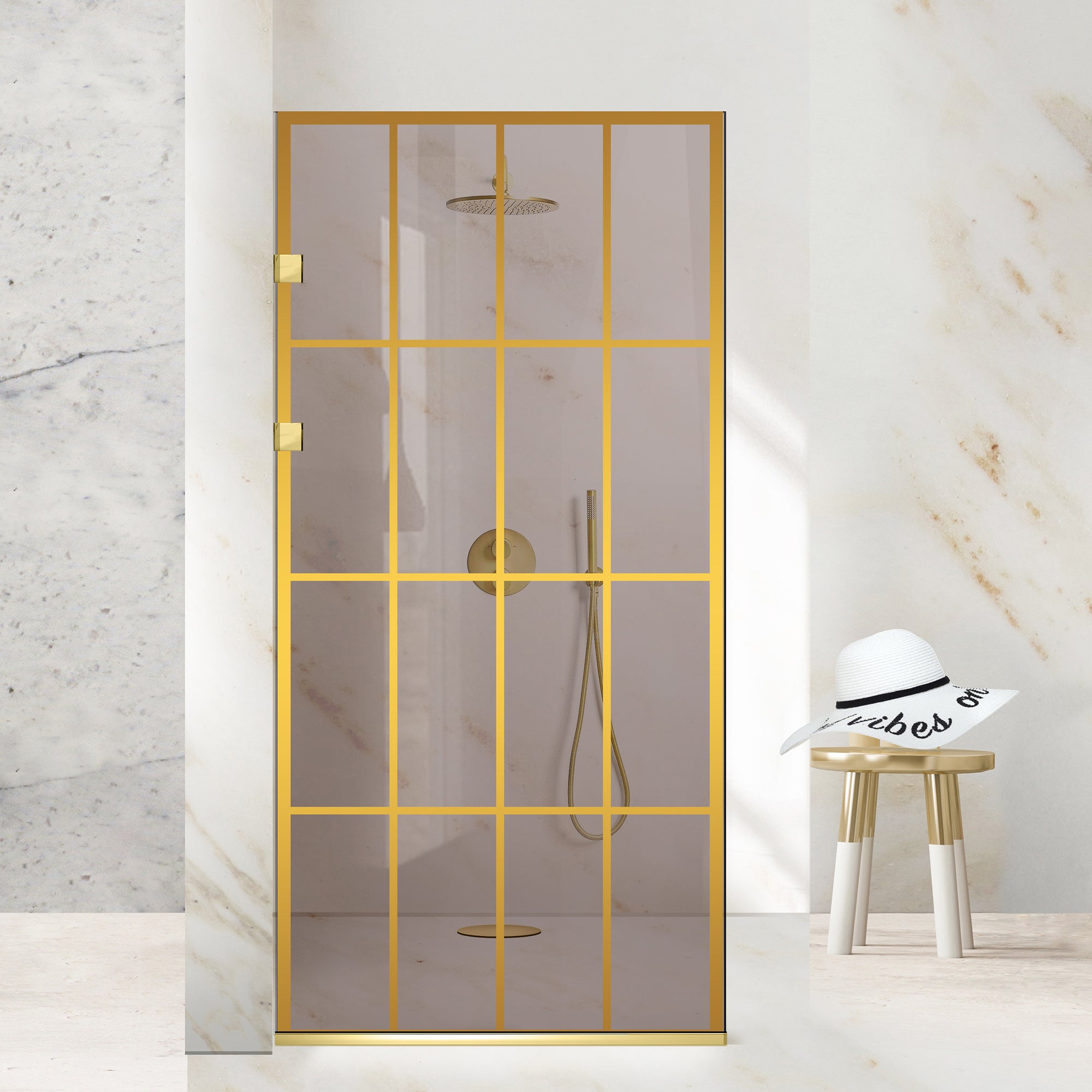 Shower Screens Walk-in, Stainless steel shower wall, gold #Bronze