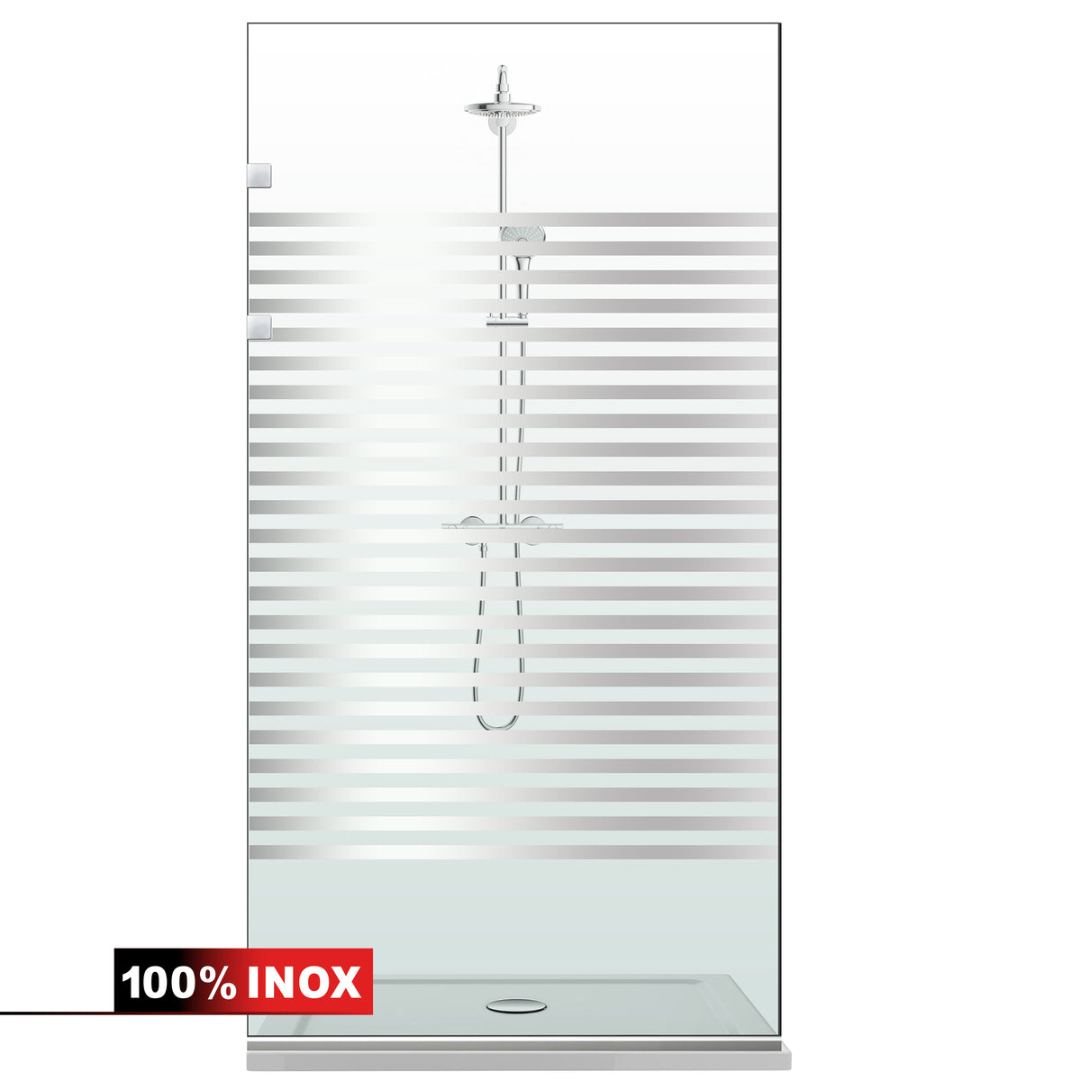 Paravan dus Walk-in, Perete dus Inox, #Clara