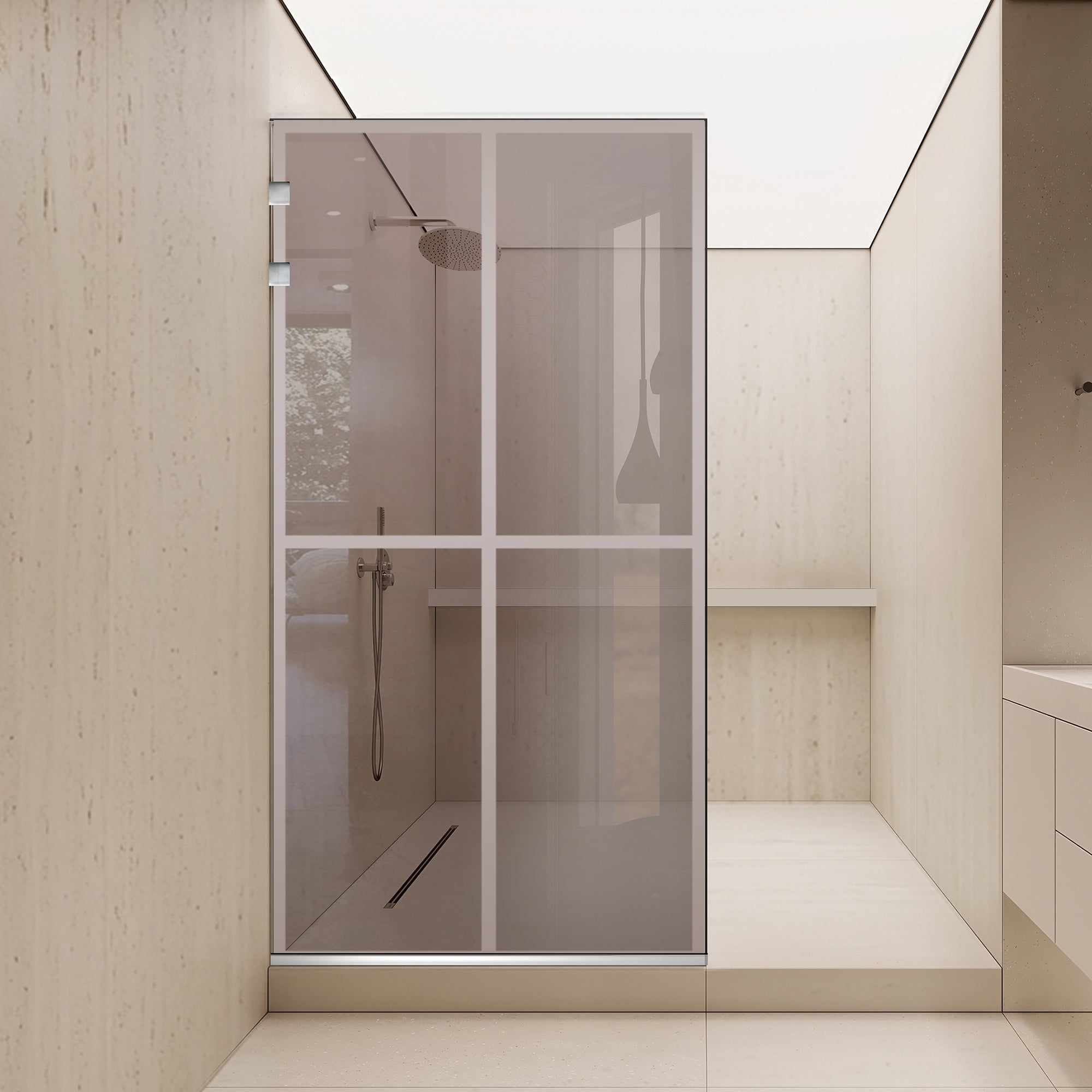 Shower Screens Walk-in, Shower wall Stainless steel, #Bronze