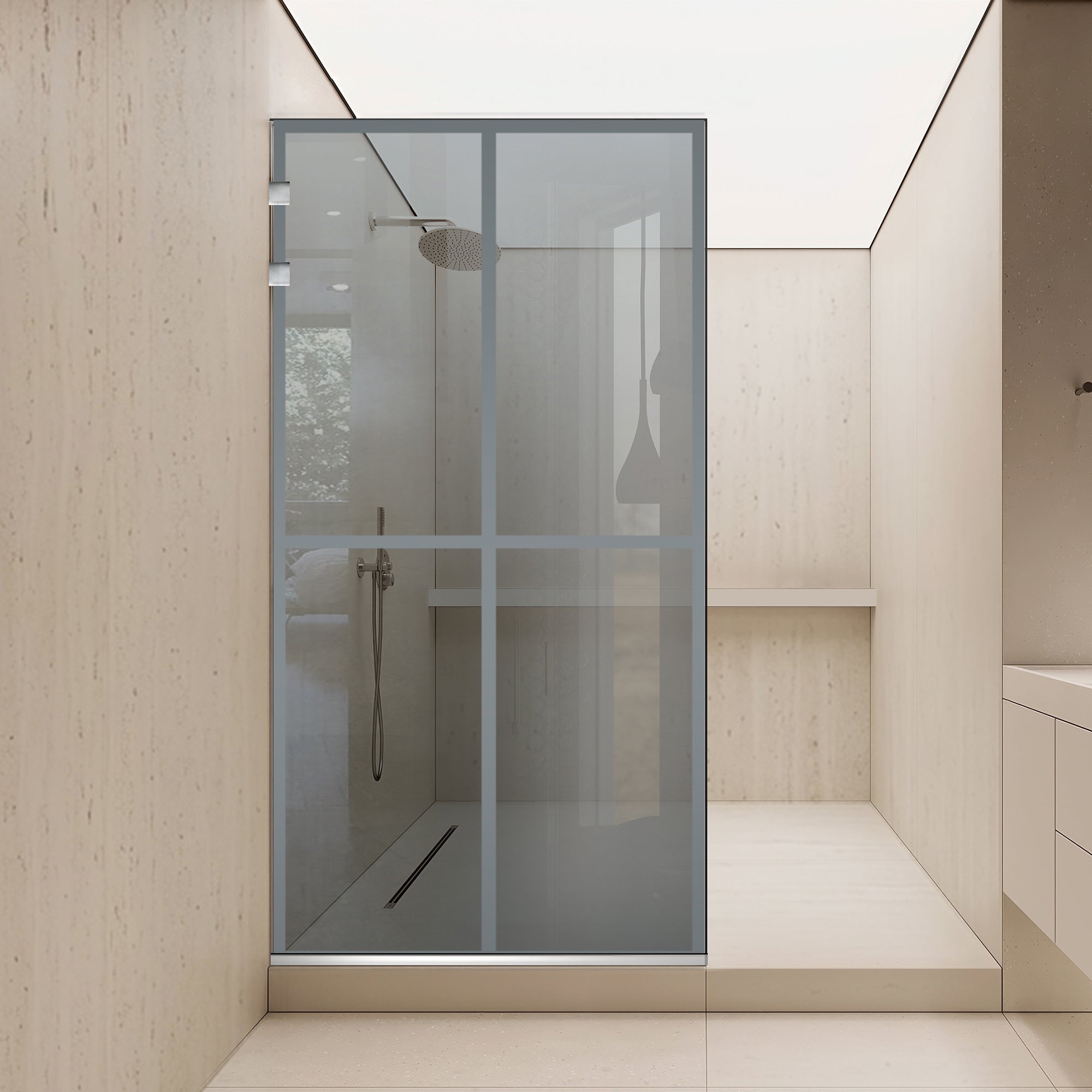 Shower Screens Walk-in, Shower wall Stainless steel, #Grey
