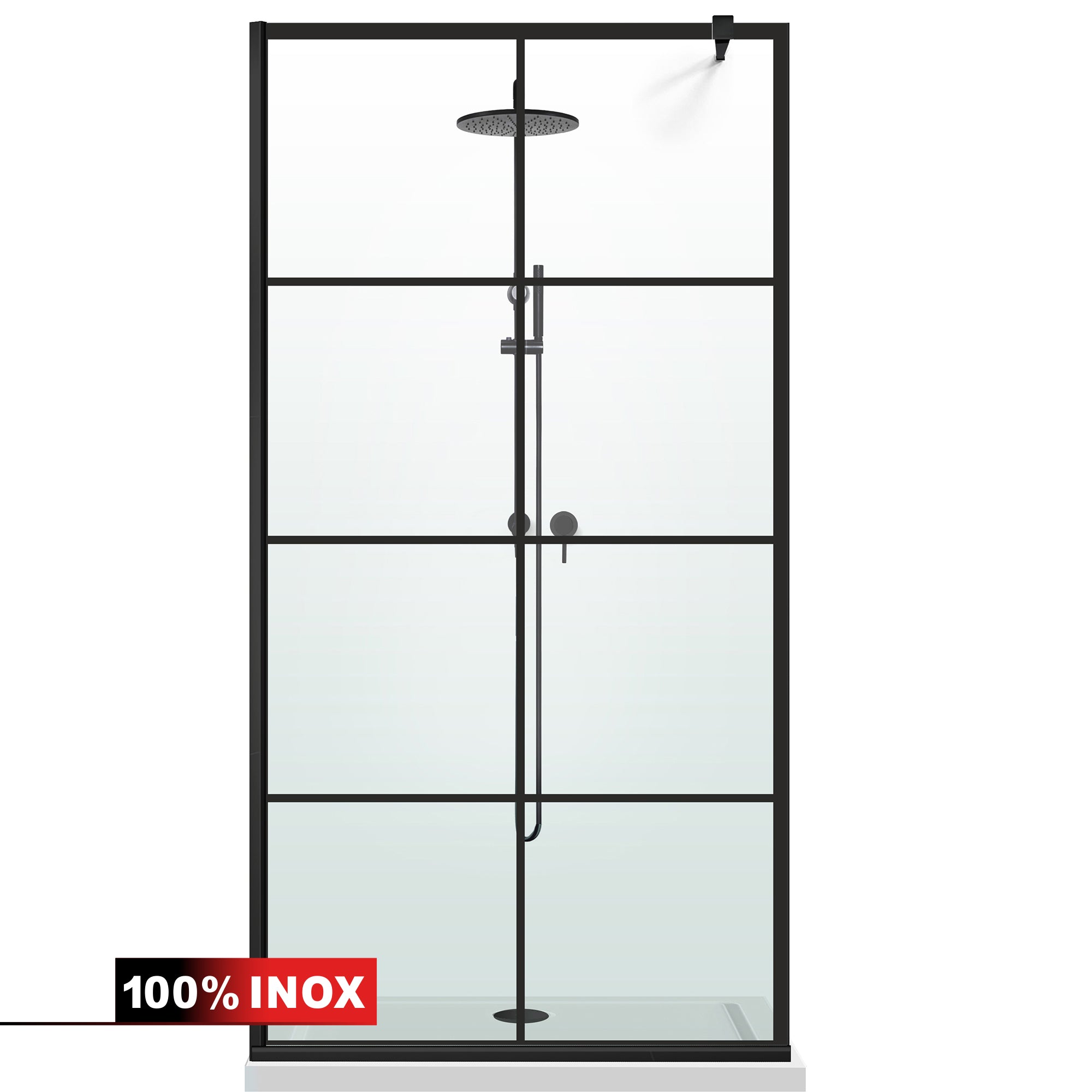 Shower Screens Walk-in, Black Shower Wall, #Clear #Víztiszta