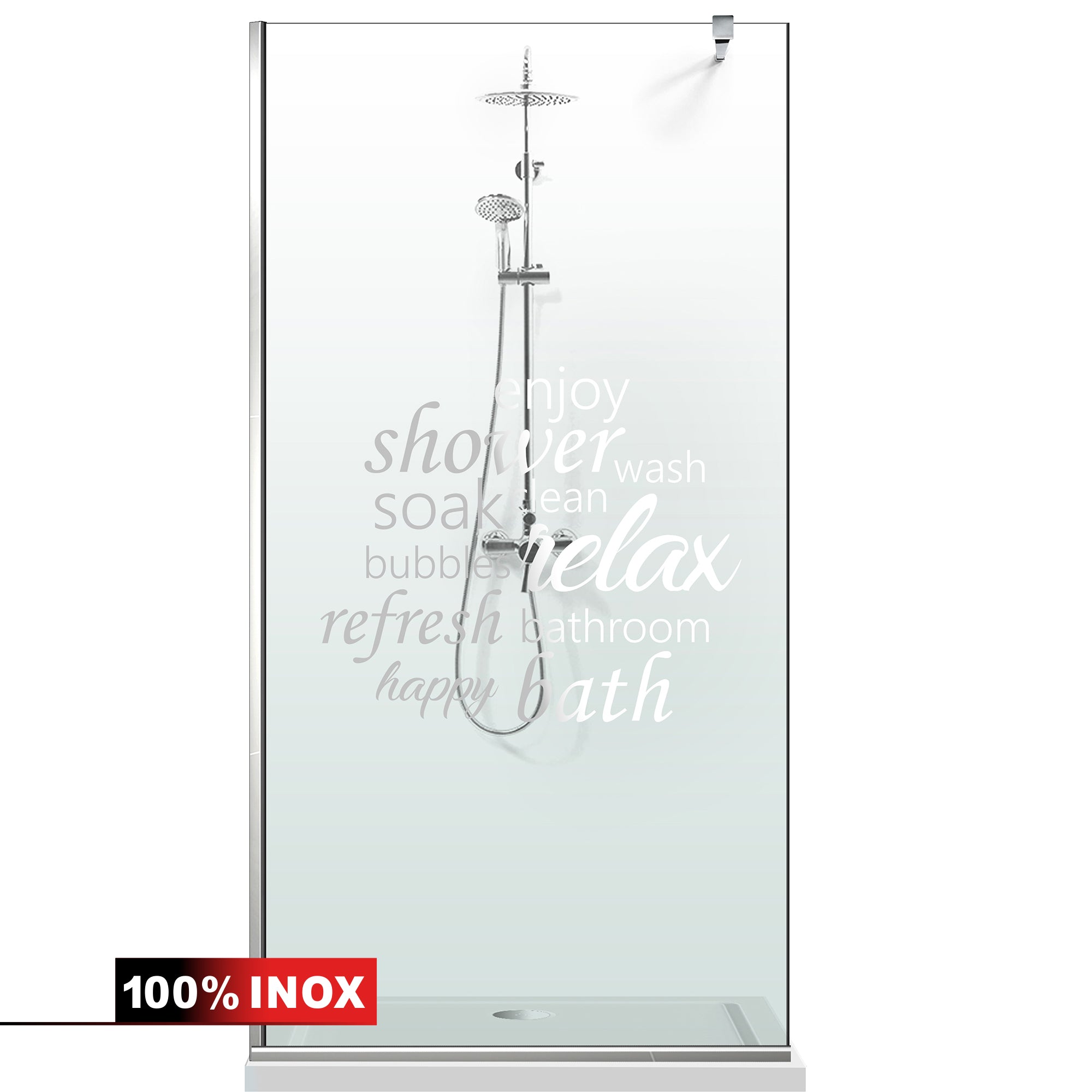 Paravan dus Walk-in, Perete dus Inox, #Clara